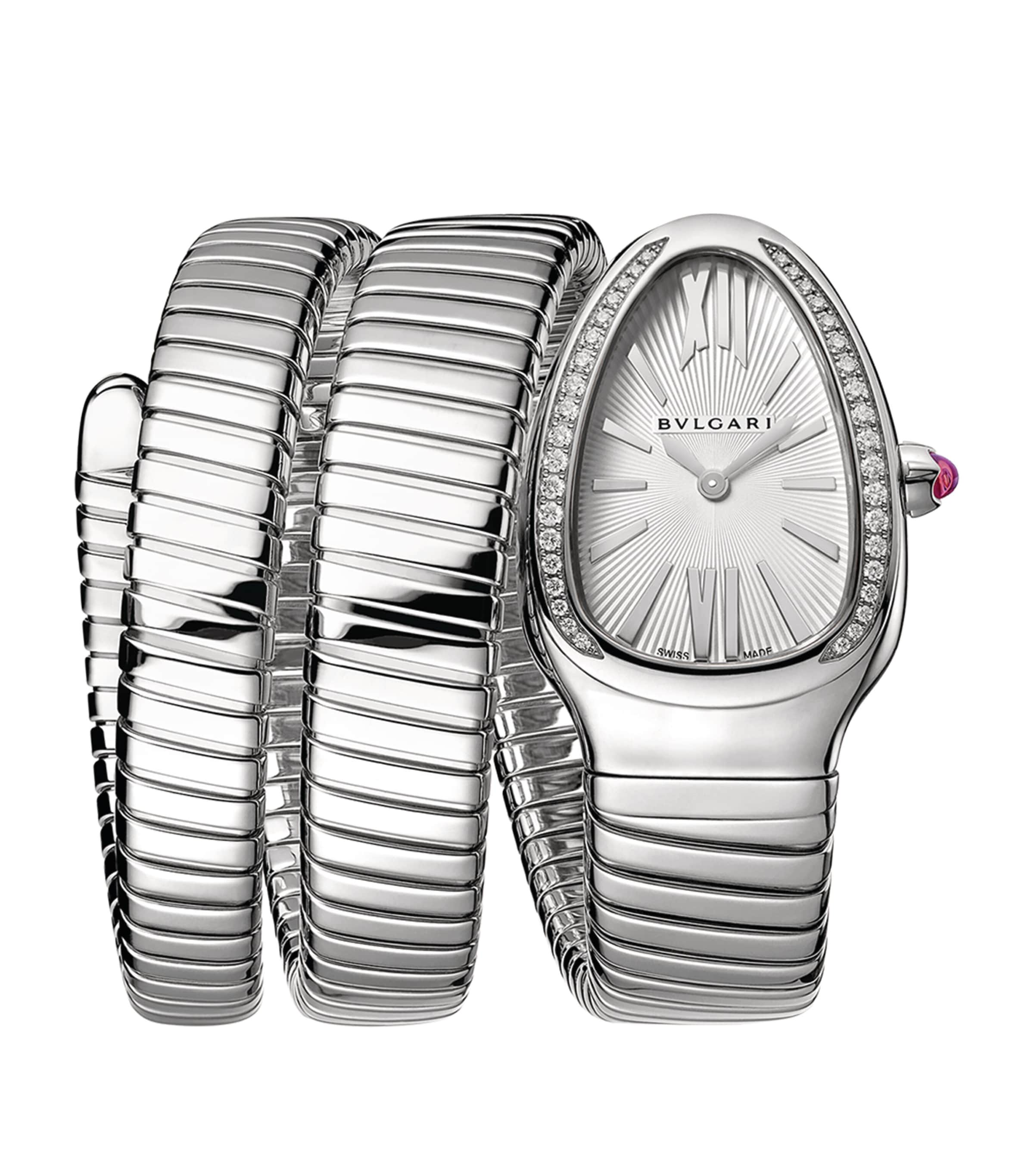 Stainless Steel and Diamond Serpenti Tubogas Watch 35mm WHITE Image 1