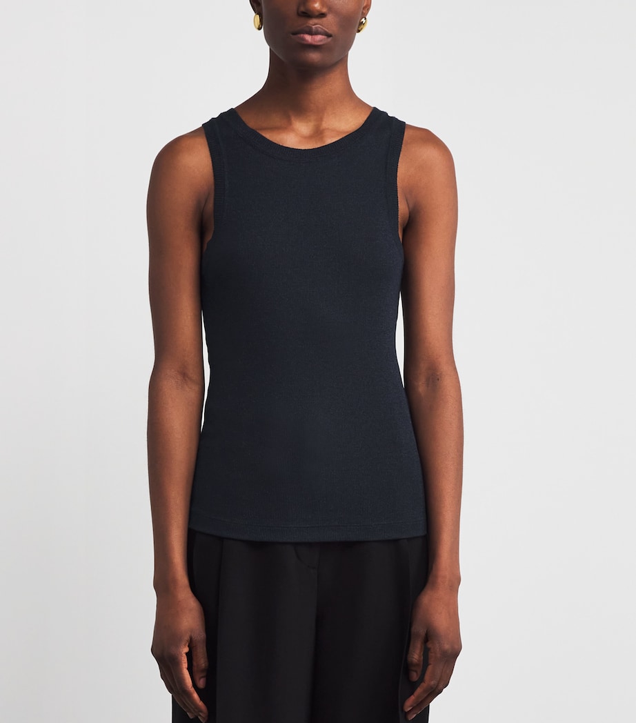 Metallic Ribbed Tank Top MIDNIGHT NAVY Image 3
