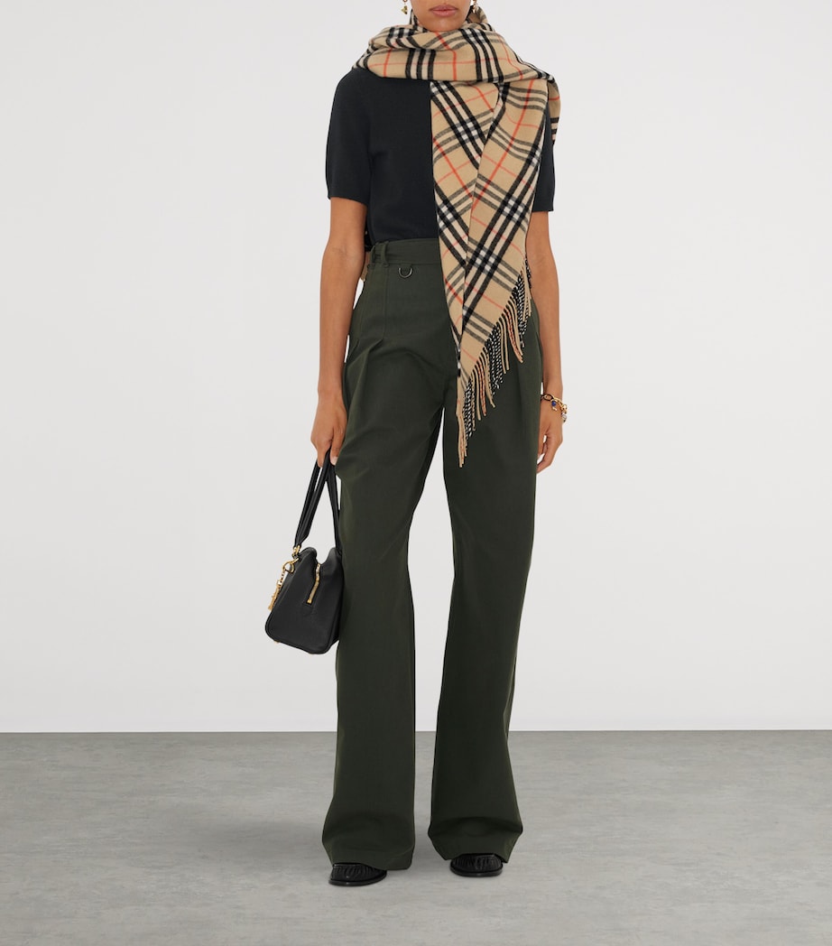 Wool-Cashmere Check Cape SAND Image 3