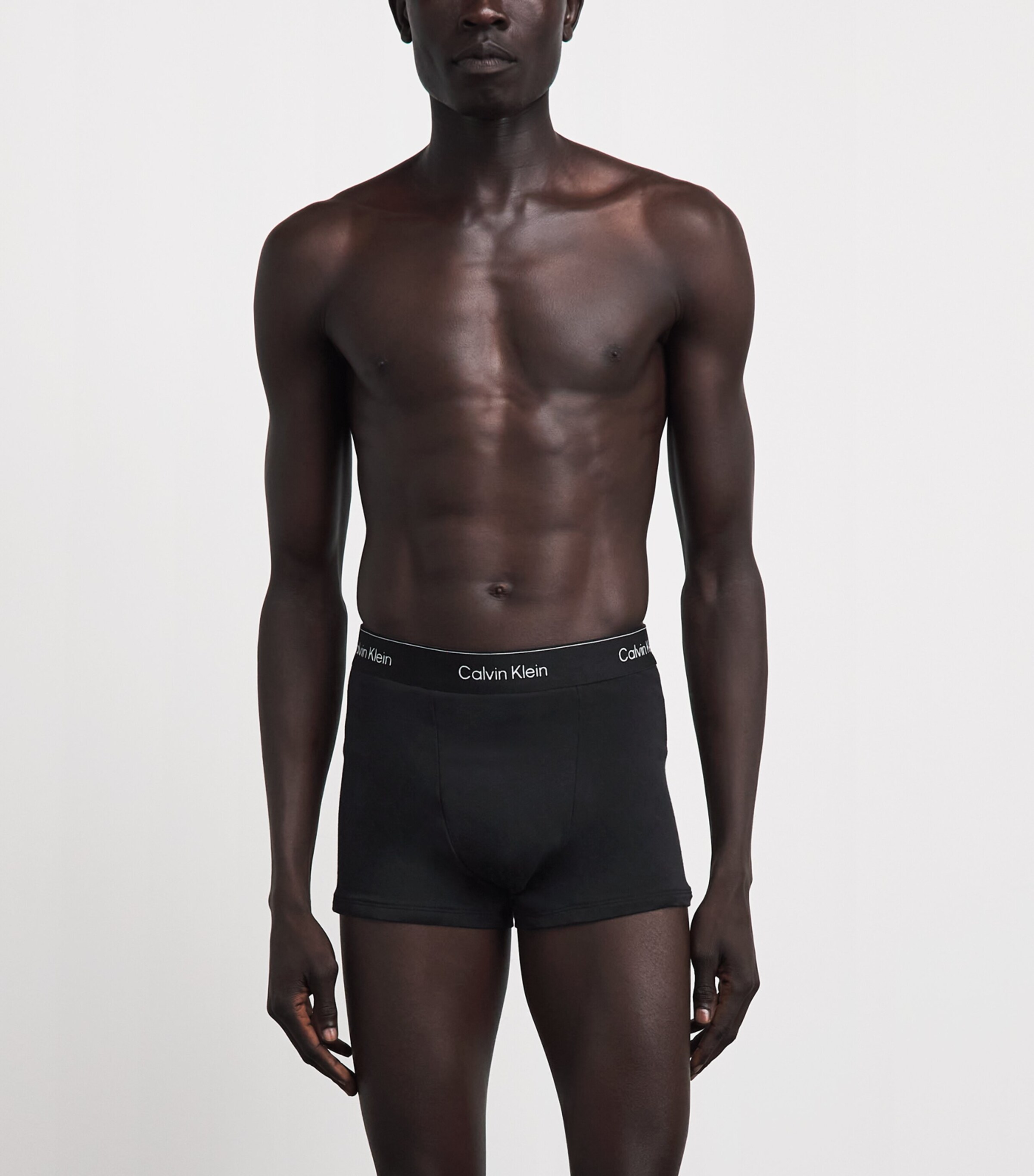 Calvin Klein Mens Cotton Stretch Icon Trunks (Pack of 3) Black W/ Dtm Wb Image 2