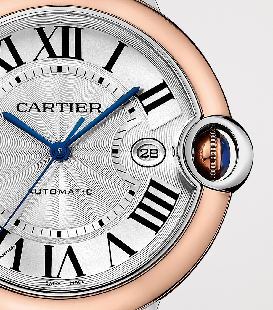 Cartier Rose Gold and Stainless Steel Ballon Bleu de Cartier Watch 42mm Silvered Image 7