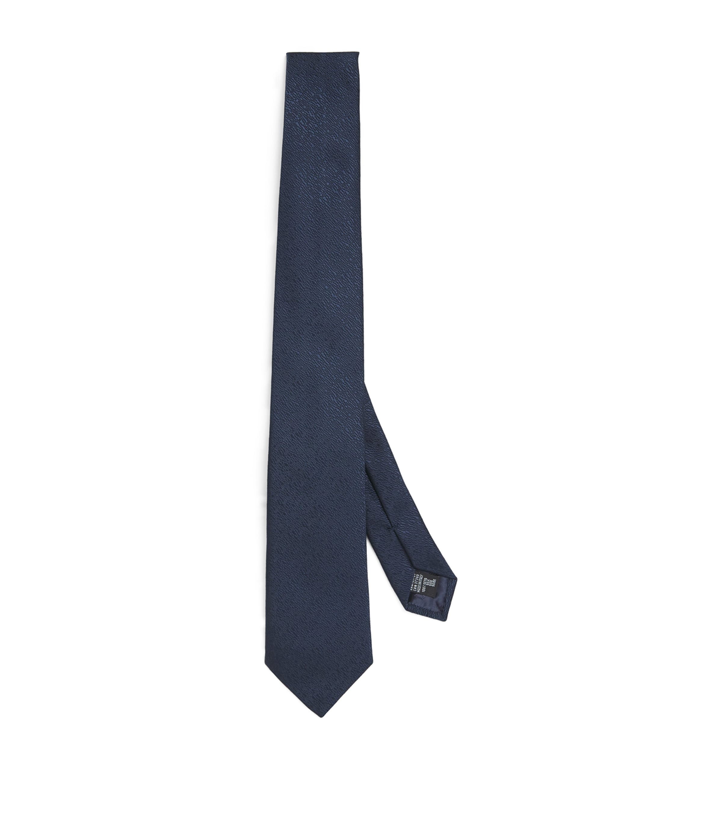 Emporio Armani Silk Textured Tie In Blue