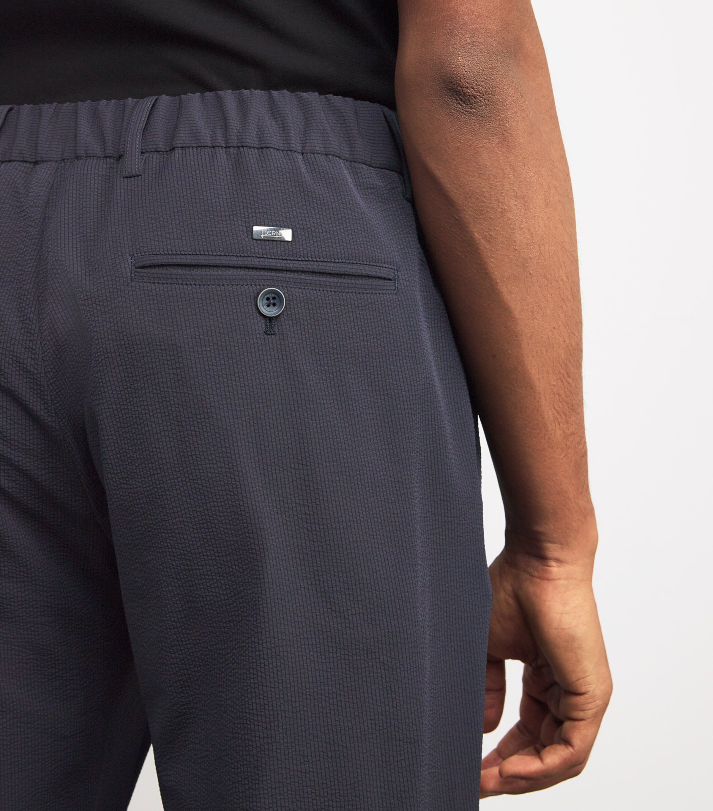 Seersucker Drawstring Trousers 9200BLU NAVY Image 6