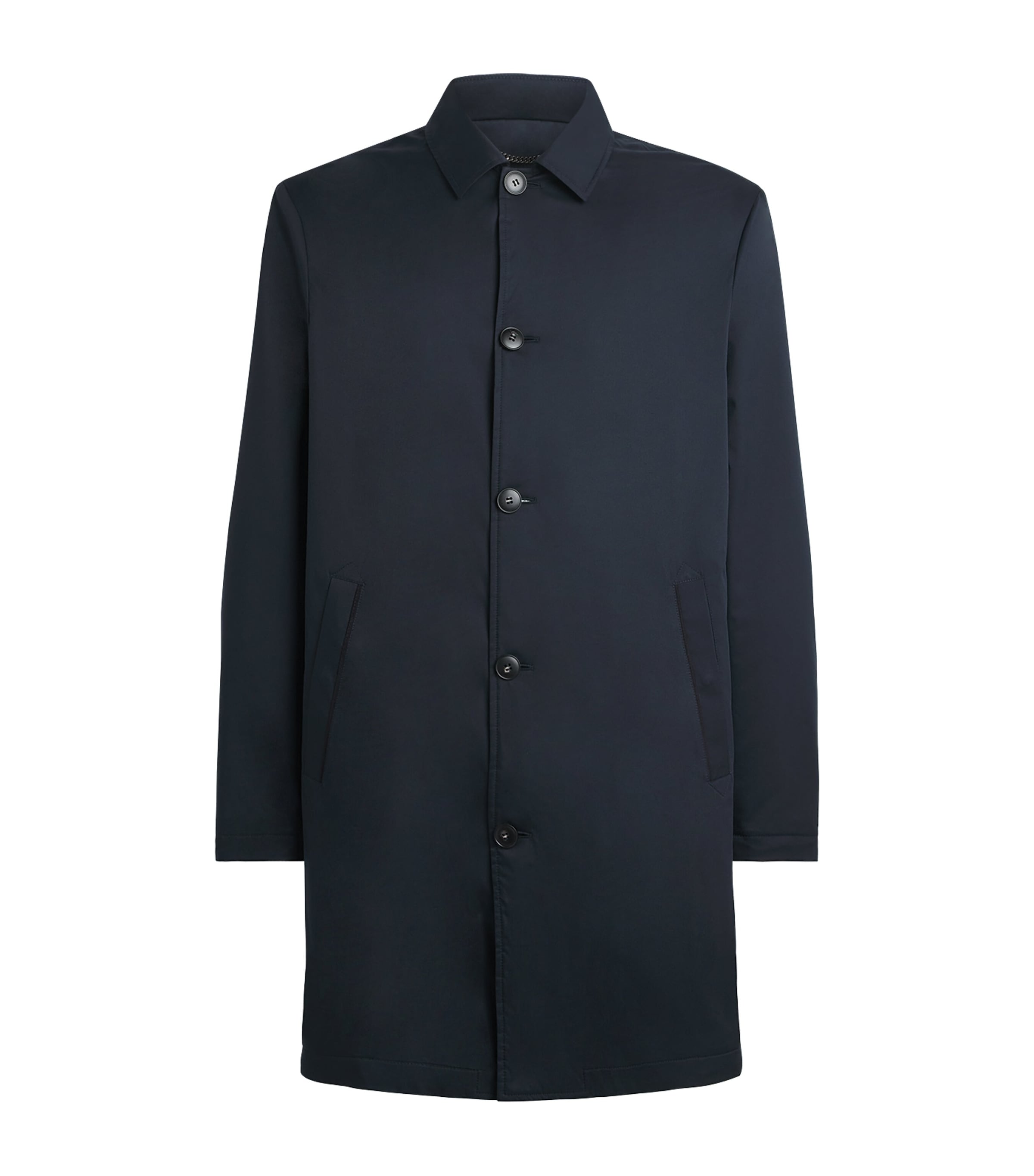 Canali Mens Technical Car Coat Navy Image 1