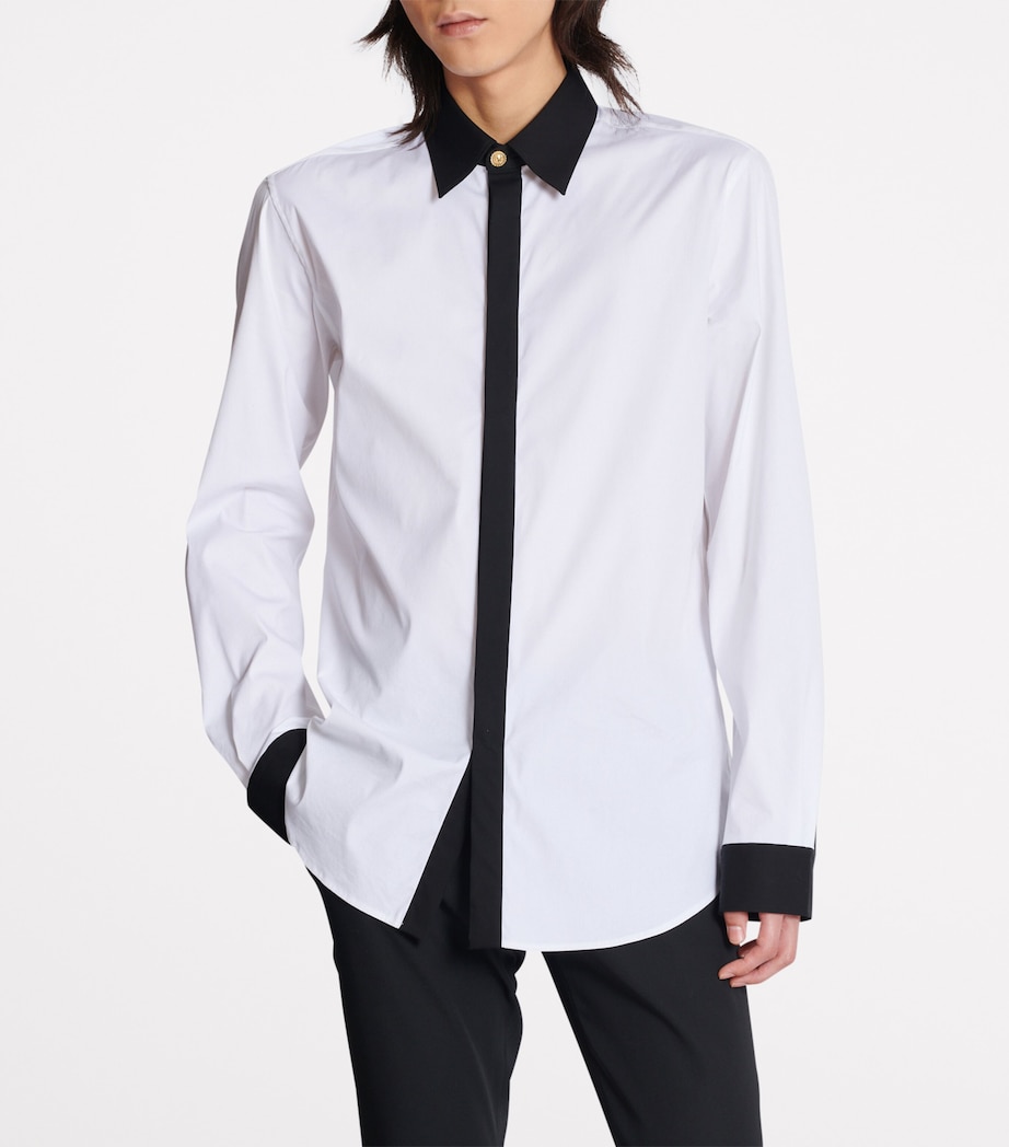 Balmain Mens Cotton Two-Tone Shirt Gab Blanc/noir Image 7