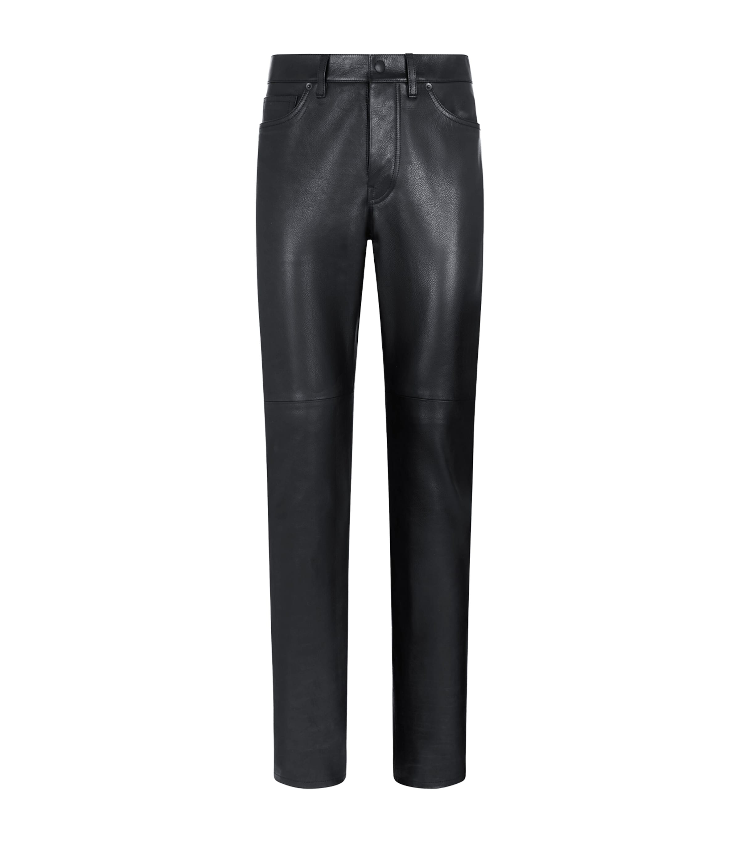 Tom Ford Leather Straight Trousers In Black