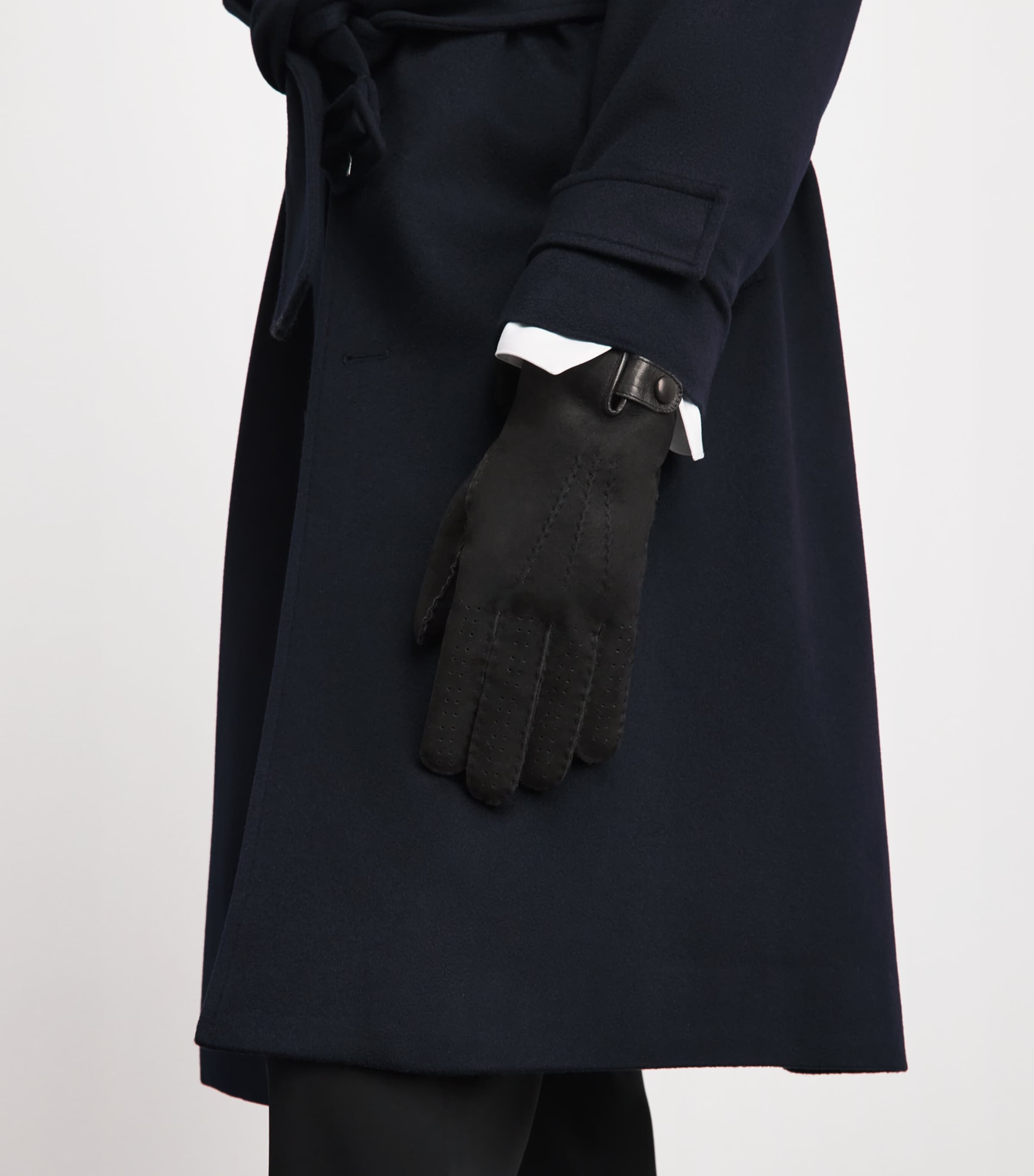 Giorgio Armani Black Shearling Leather Gloves | Harrods US