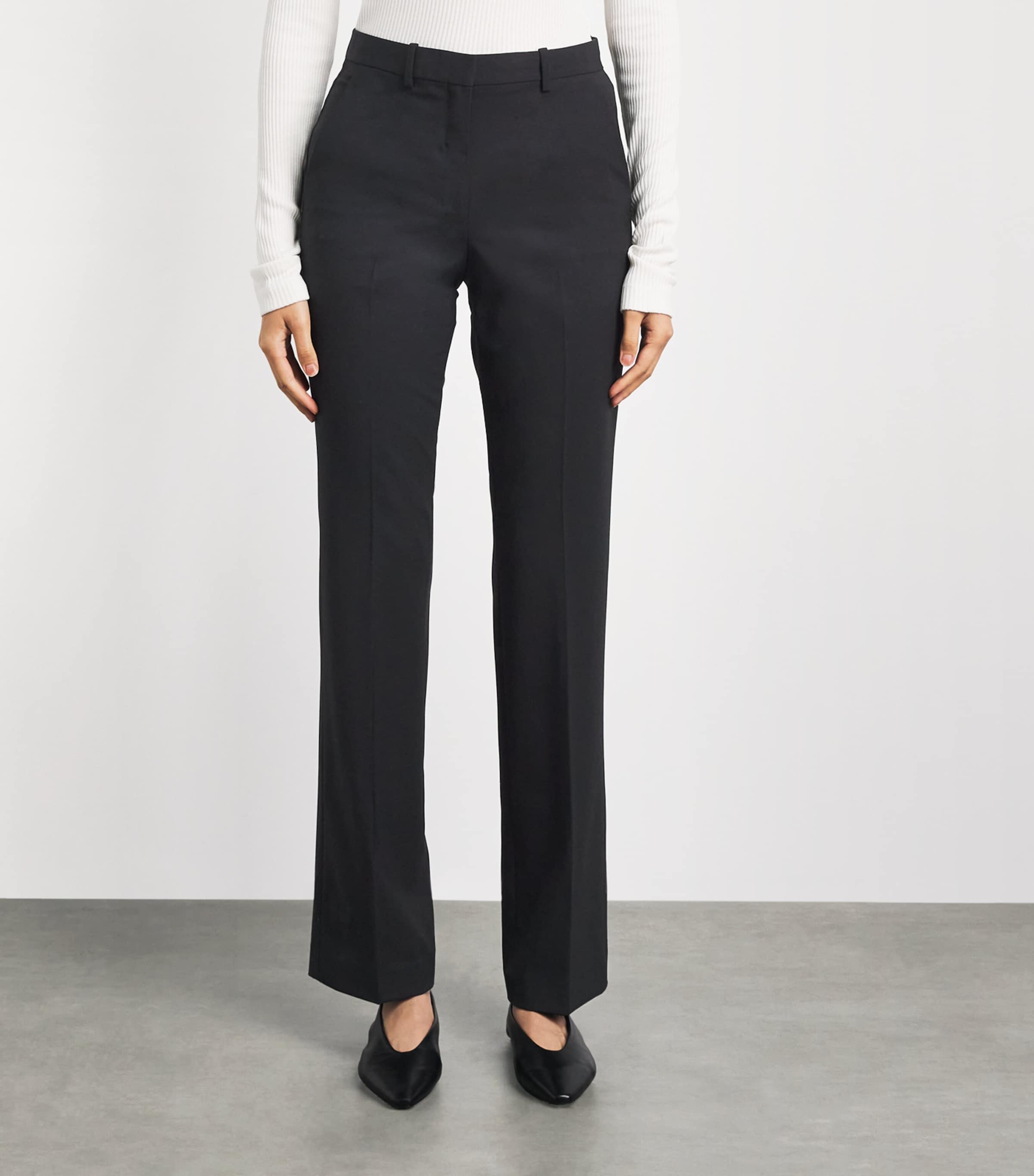 Theory Womens Wool Flared Trousers Black Image 4