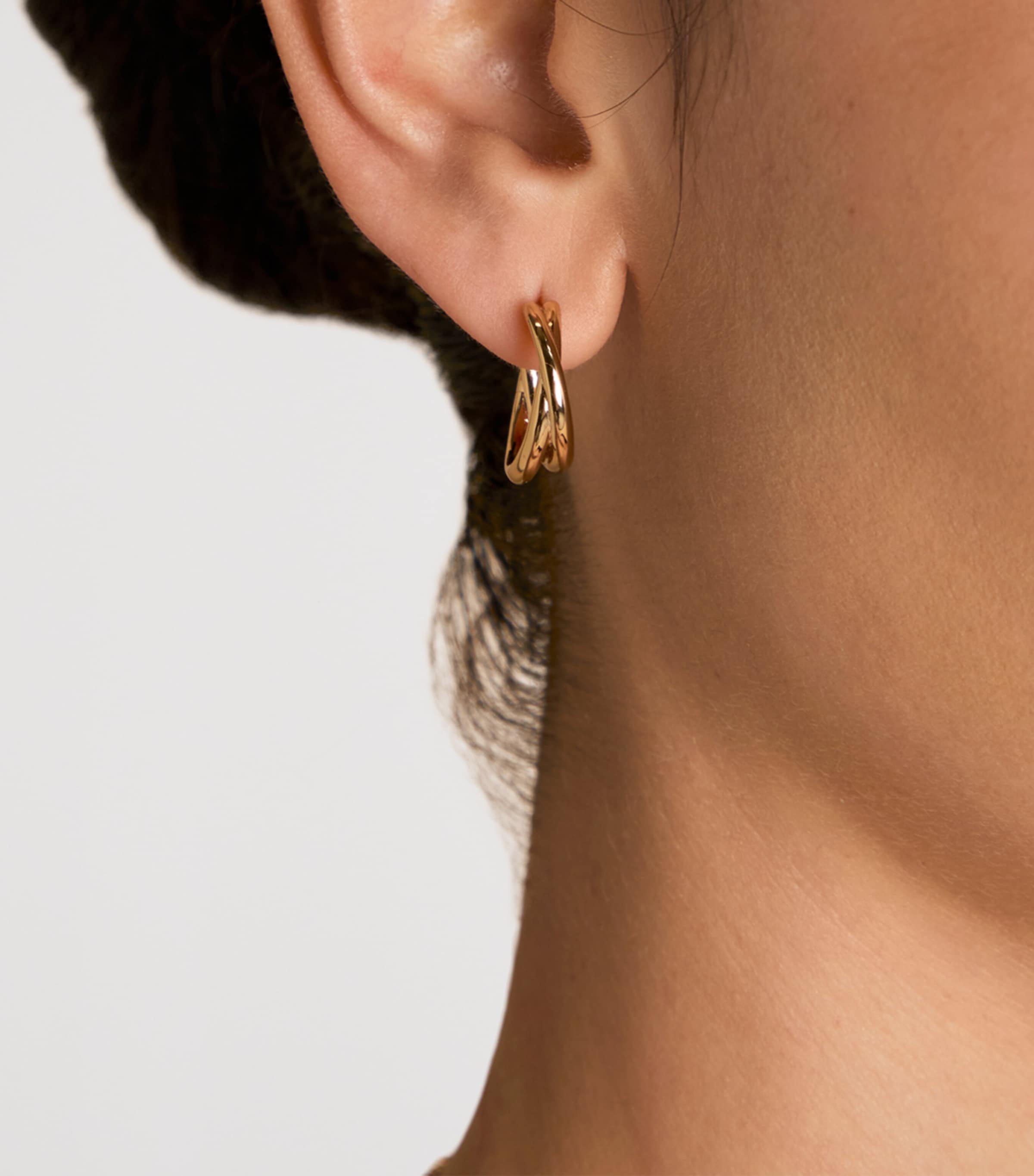 Astrid & Miyu Gold-Plated Crossover Illusion Hoop Earrings Gold Image 2