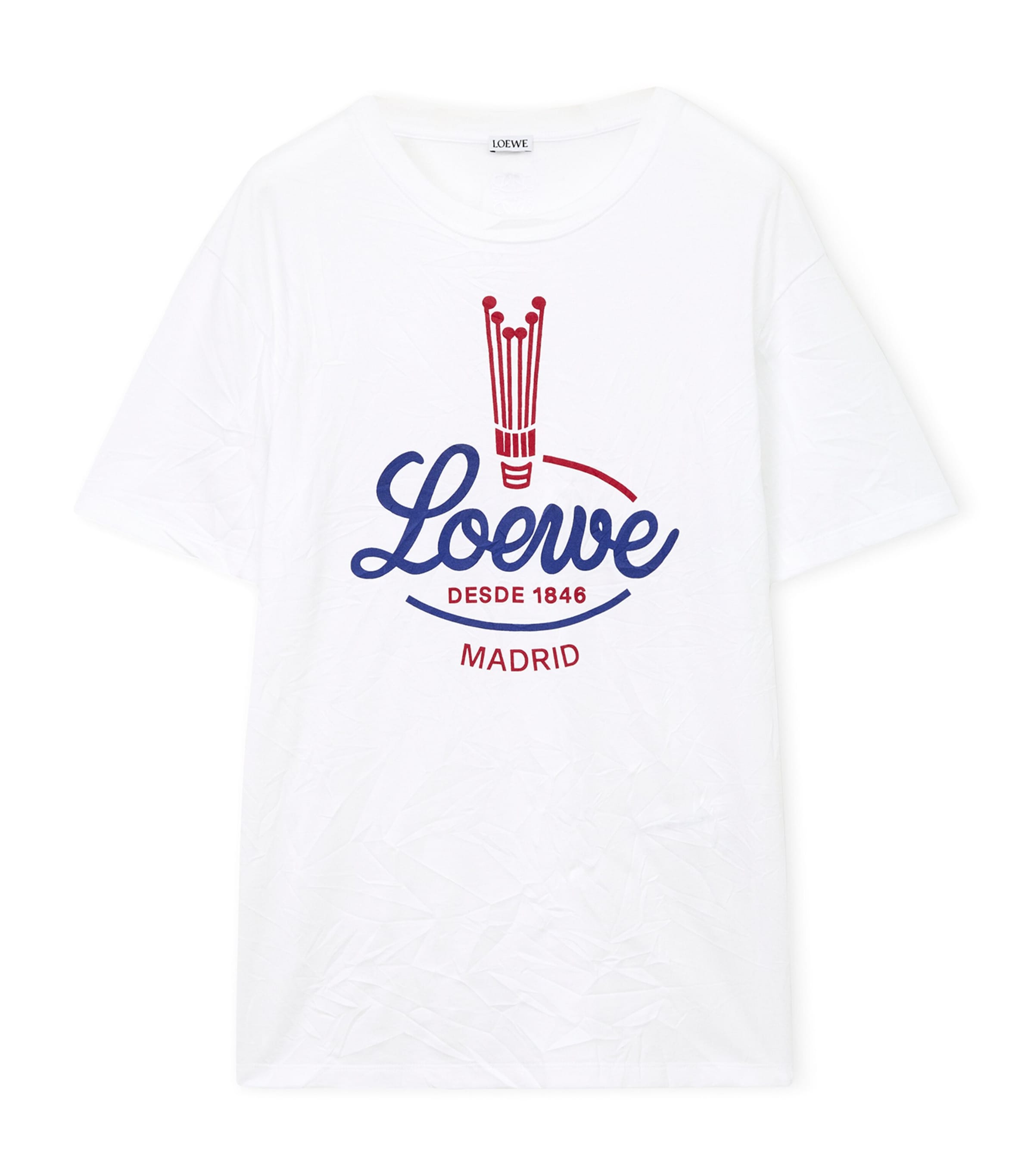 LOEWE Womens Cotton Graphic Logo T-Shirt White Image 1