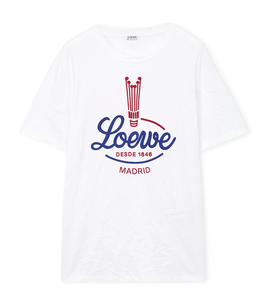 LOEWE Womens Cotton Graphic Logo T-Shirt White Image 1