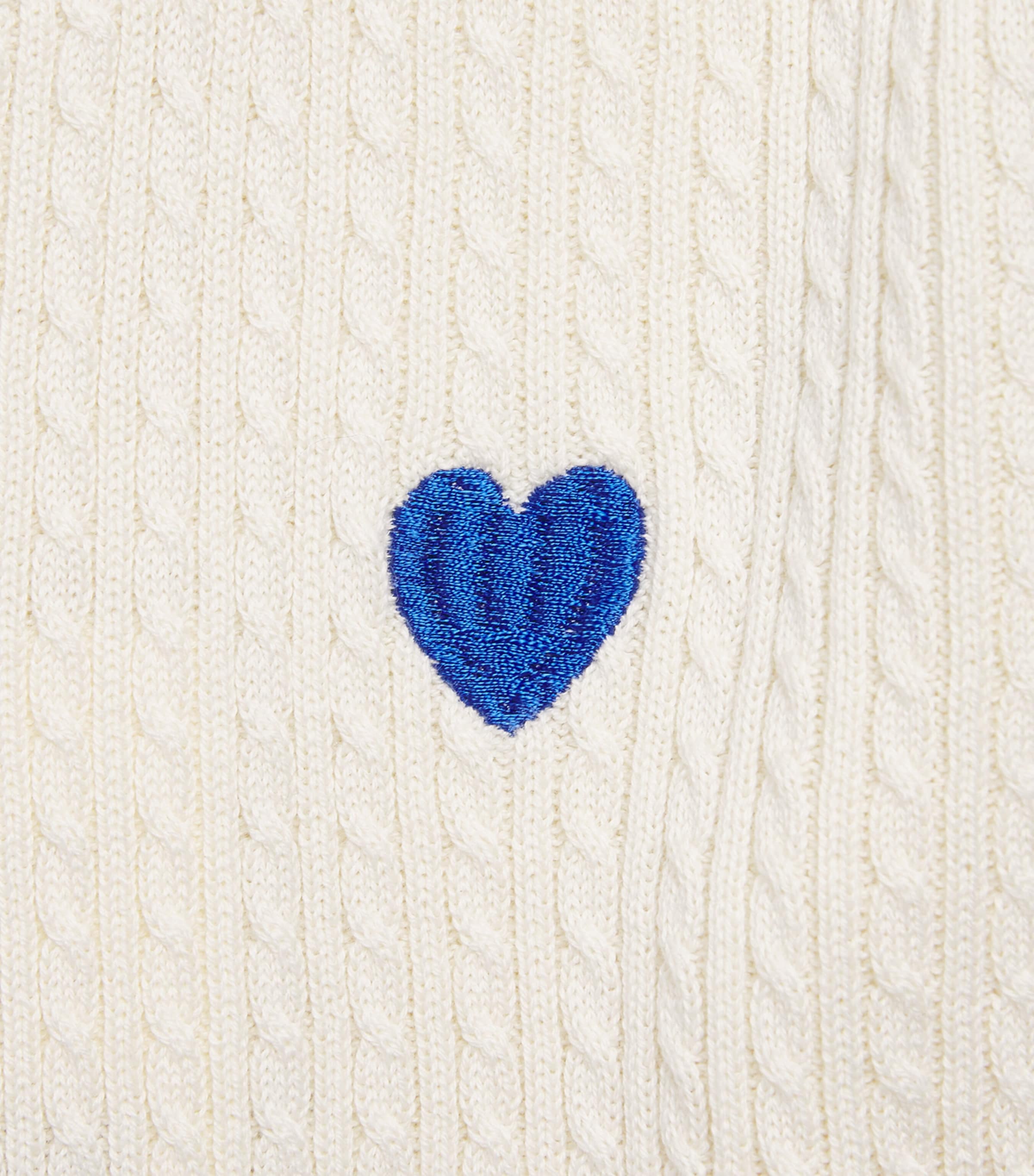 Mini Rodini Organic Cotton Cable-Knit Top (3-11 Years) White Image 3