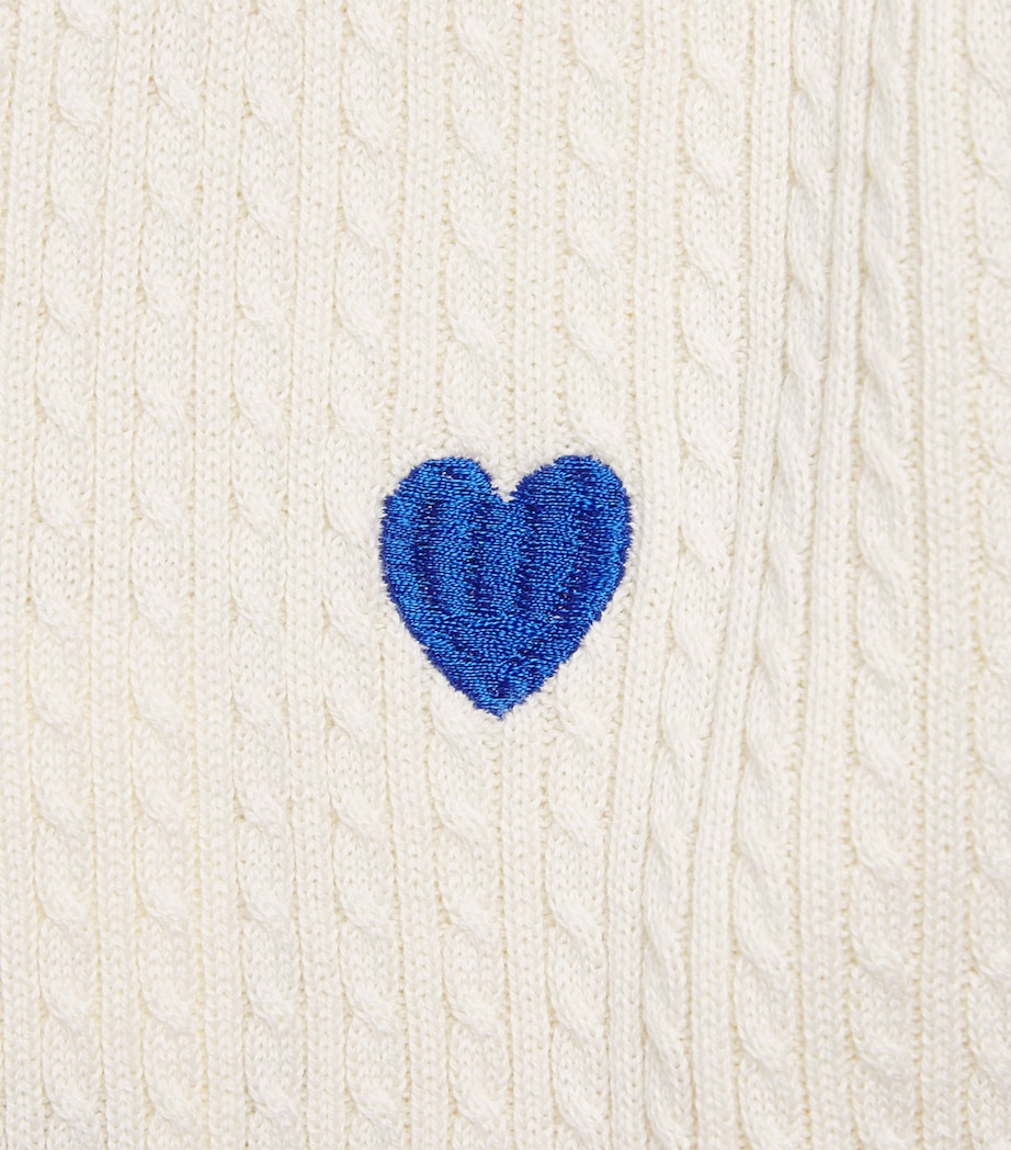 Mini Rodini Organic Cotton Cable-Knit Top (3-11 Years) White Image 3