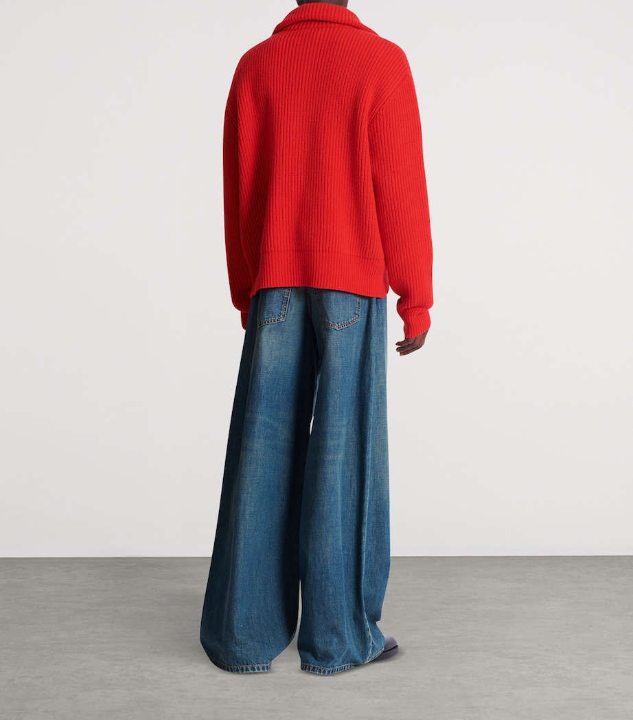 Virgin Wool Half-Zip Sweatshirt 3AC ROUGE Image 3