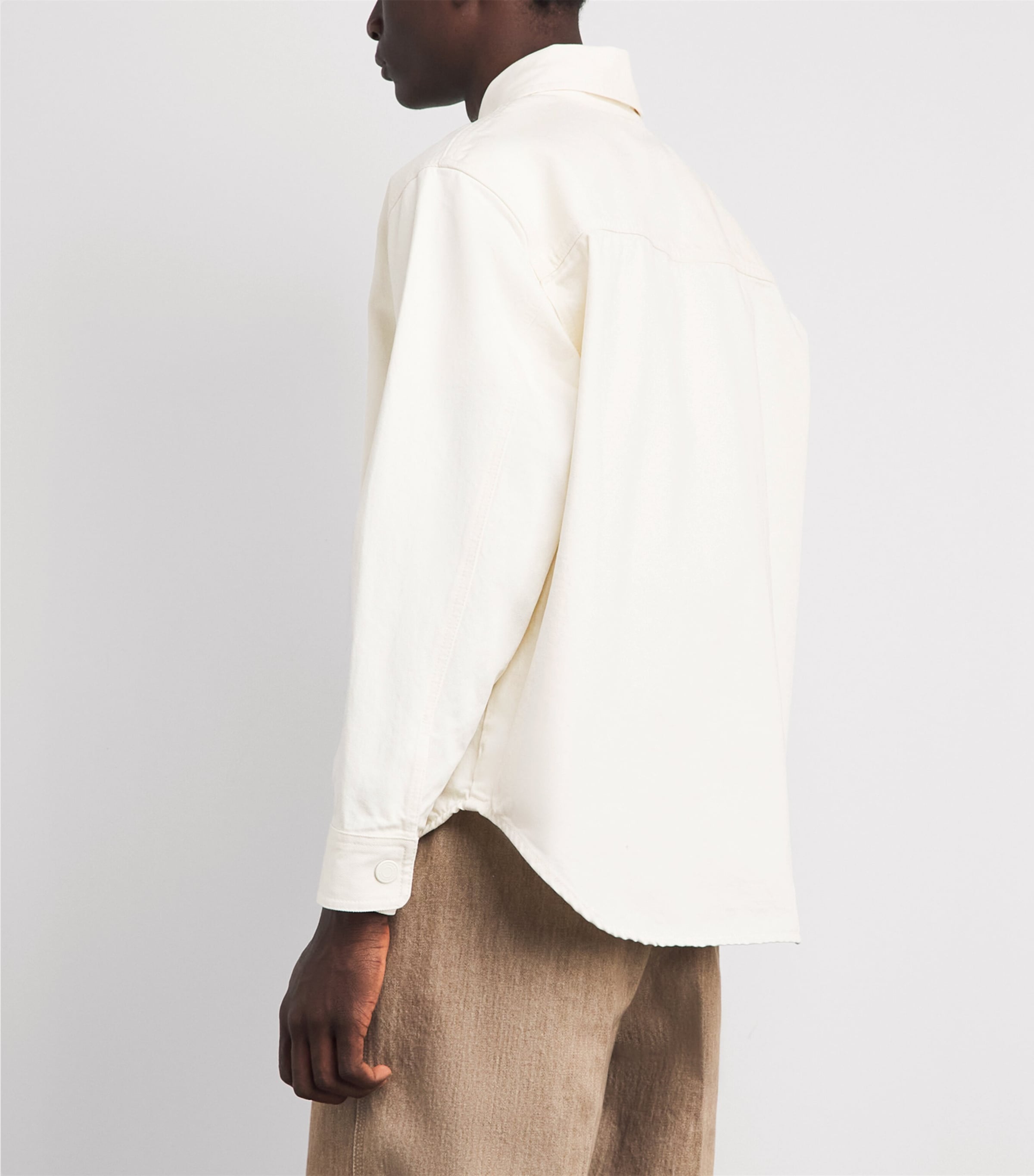 AMI Paris Mens Cotton Ami de Coeur Overshirt Blanc Creme Image 5