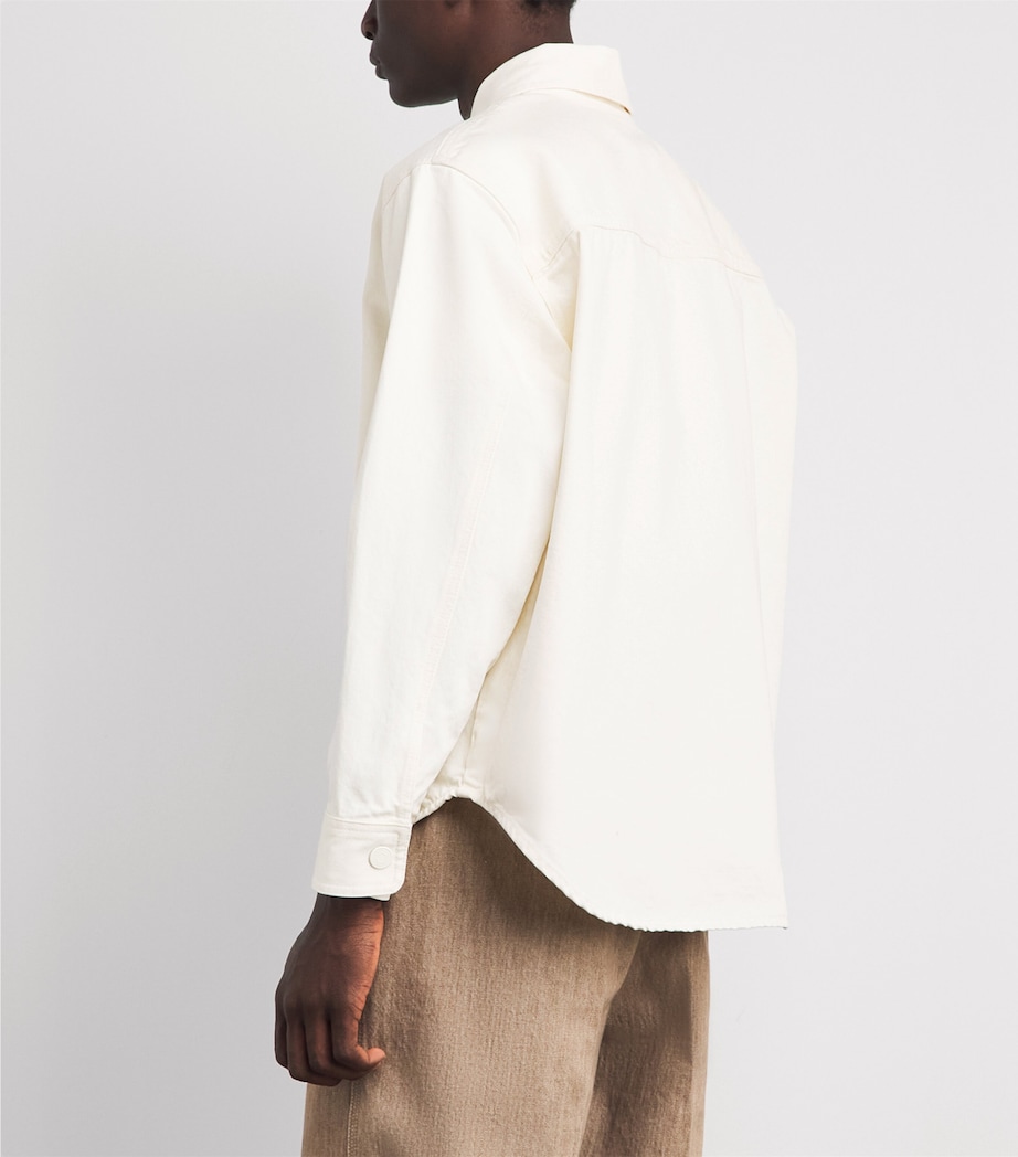 AMI Paris Mens Cotton Ami de Coeur Overshirt Blanc Creme Image 5