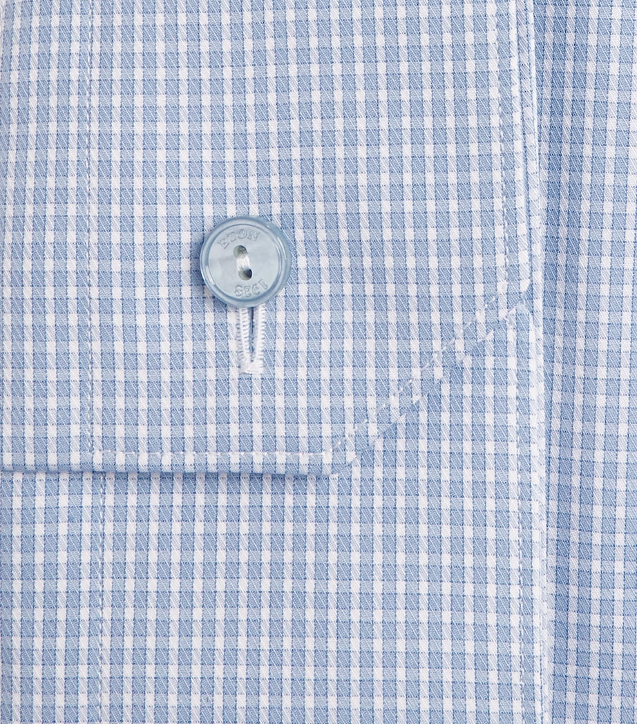 Eton Mens Supima Cotton Check Slim Fit Shirt Light Blue Image 6
