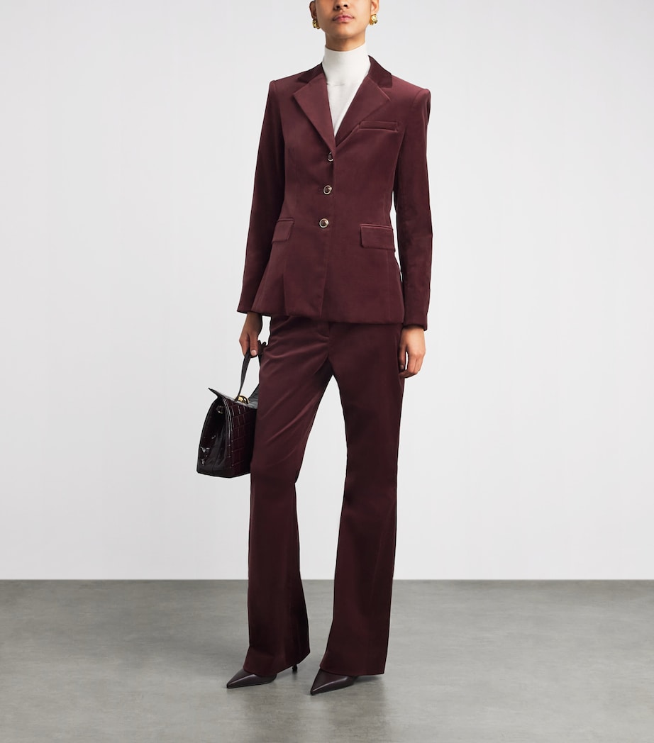 Veronica Beard Womens Velvet Flair Gracie Trousers Burgundy Image 2