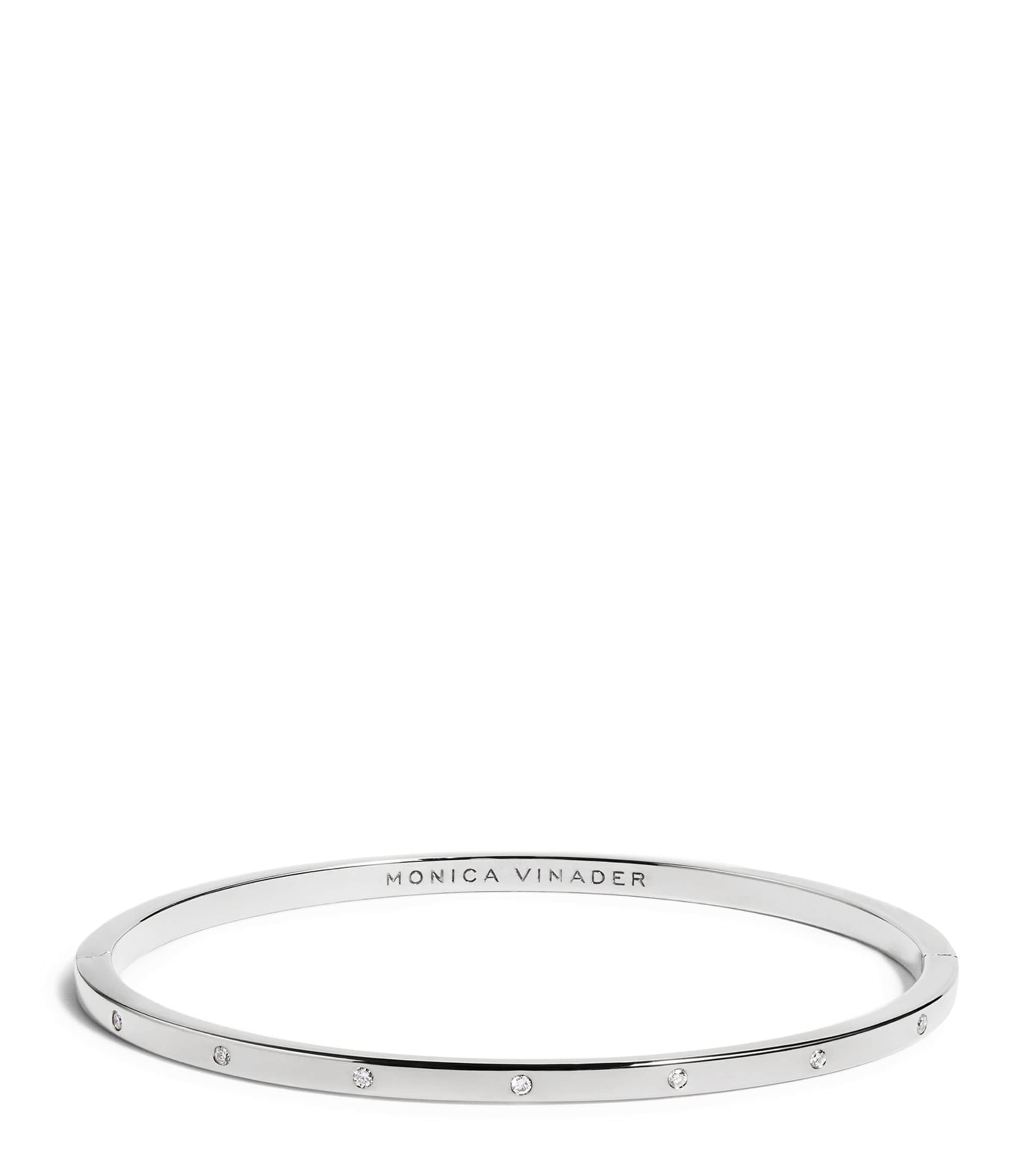 Monica Vinader Sterling Silver and Diamond Essentials Bangle Silver/diamond Image 1