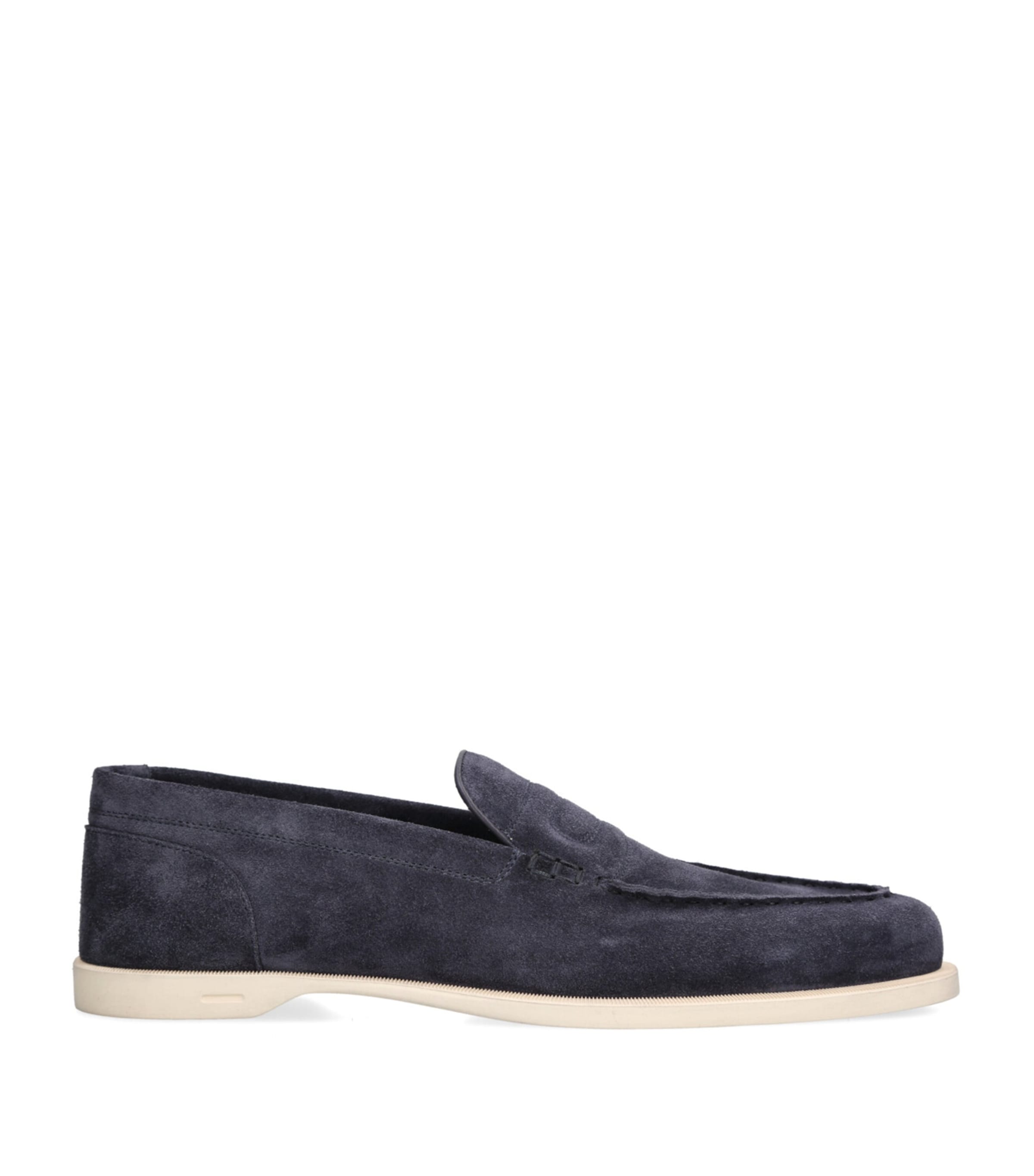 John Lobb Suede Pace Loafer In Navy
