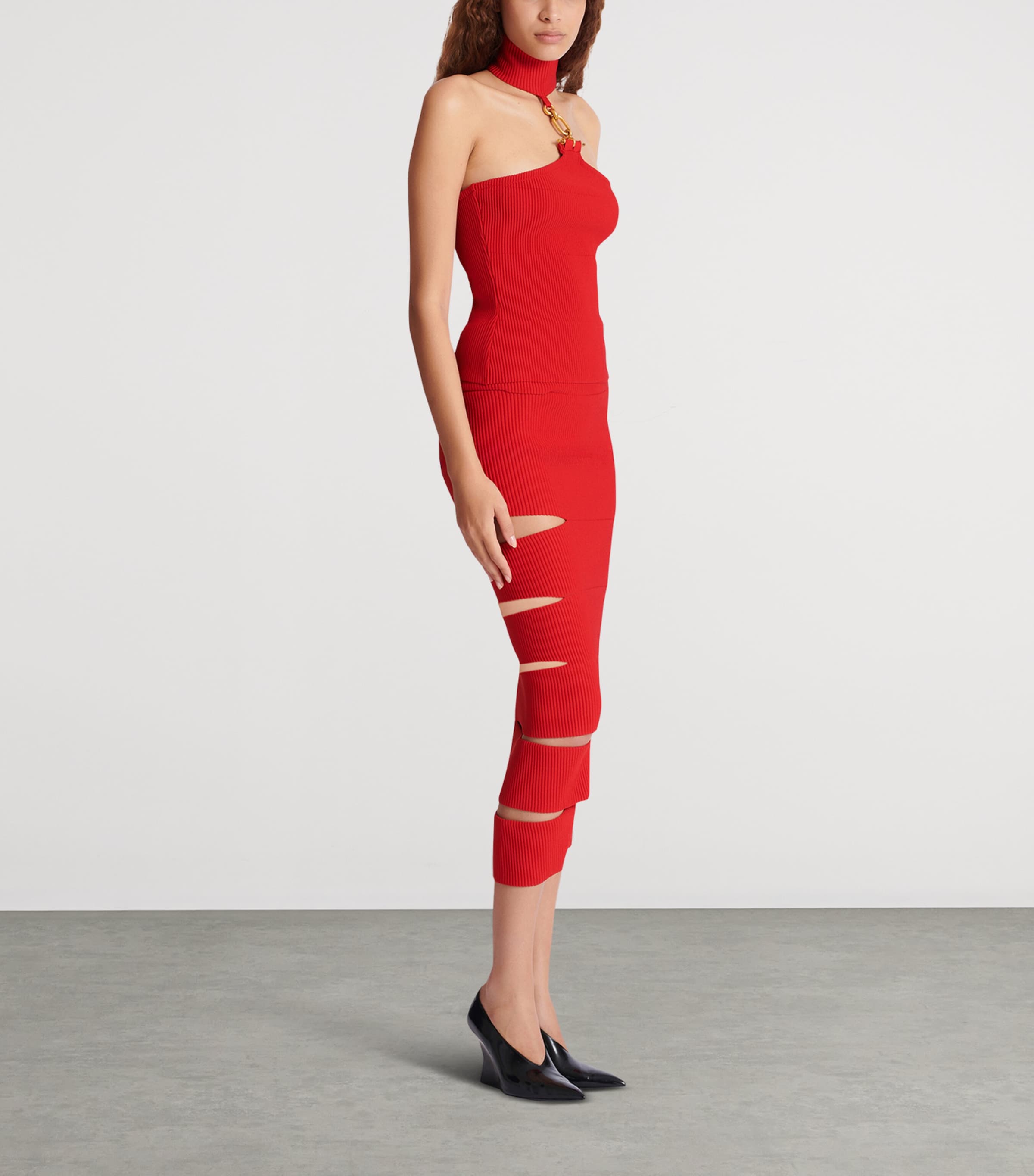 Knit Cut-Out Maxi Skirt 3GK ROUGE Image 6