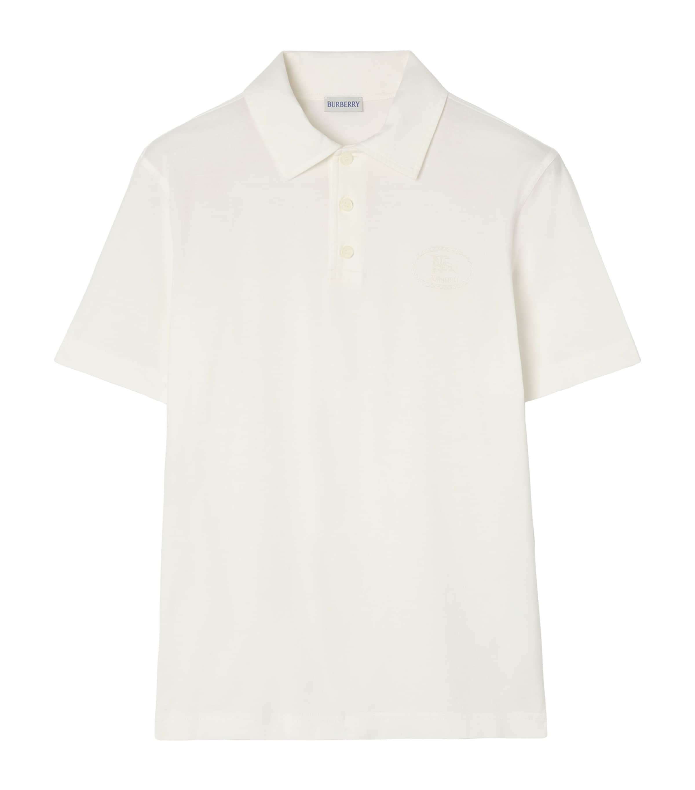 Burberry Mens Cotton Polo Shirt Chalk Image 1