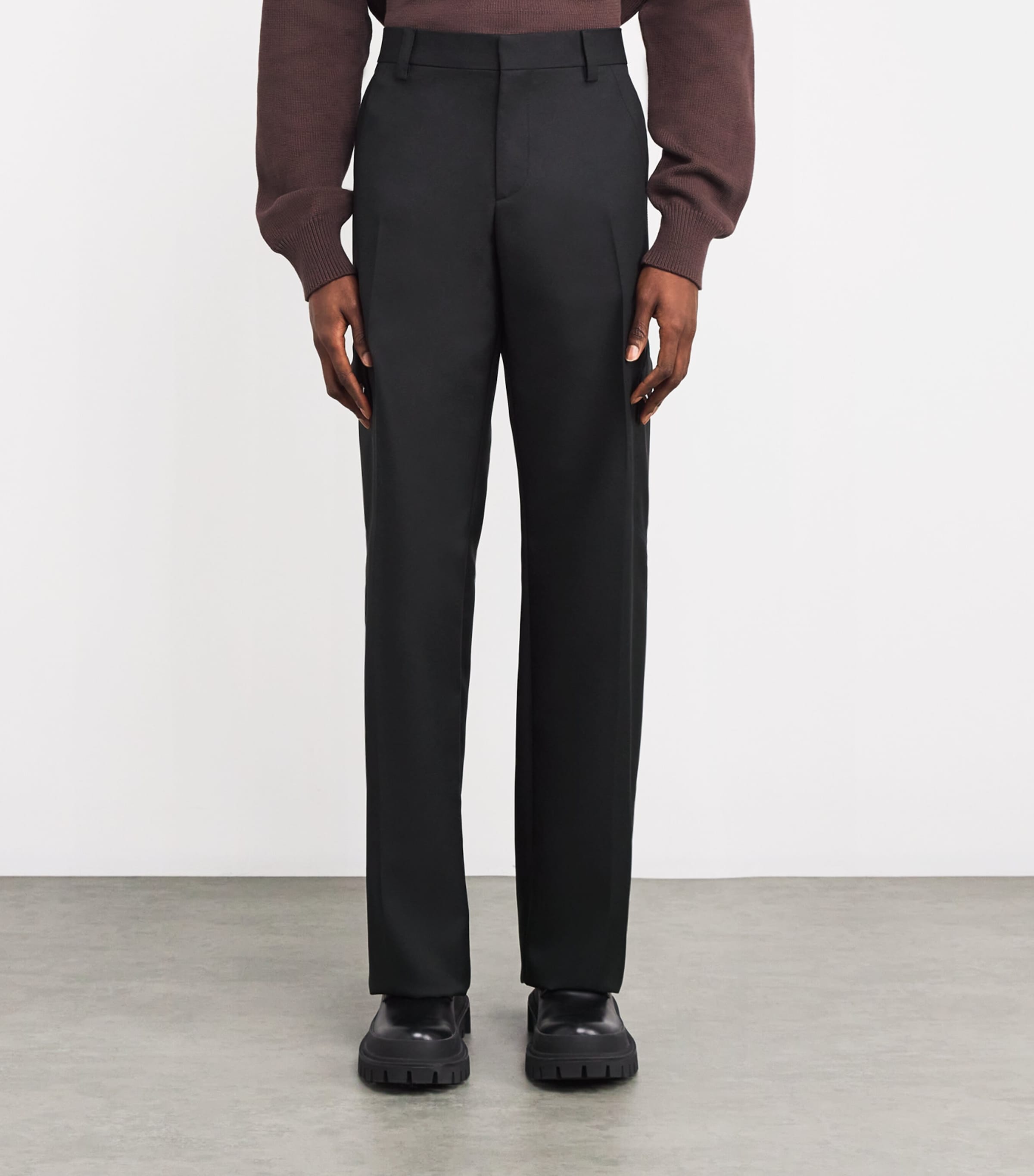 Cotton Irregular Drill Cargo Jeans BLACK Image 3