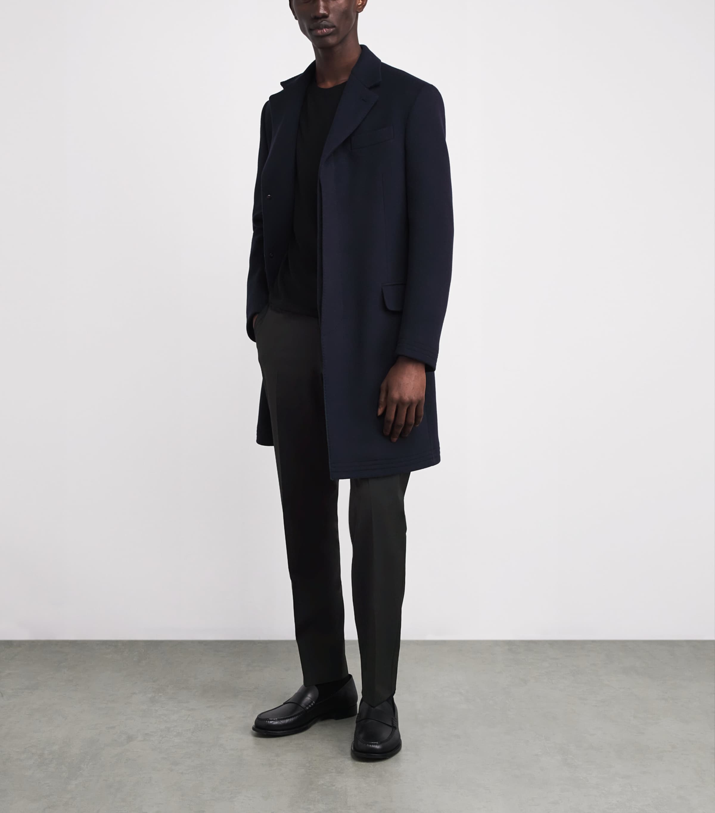 Virgin Wool-Blend Drawstring Trousers 020 BLACK Image 2