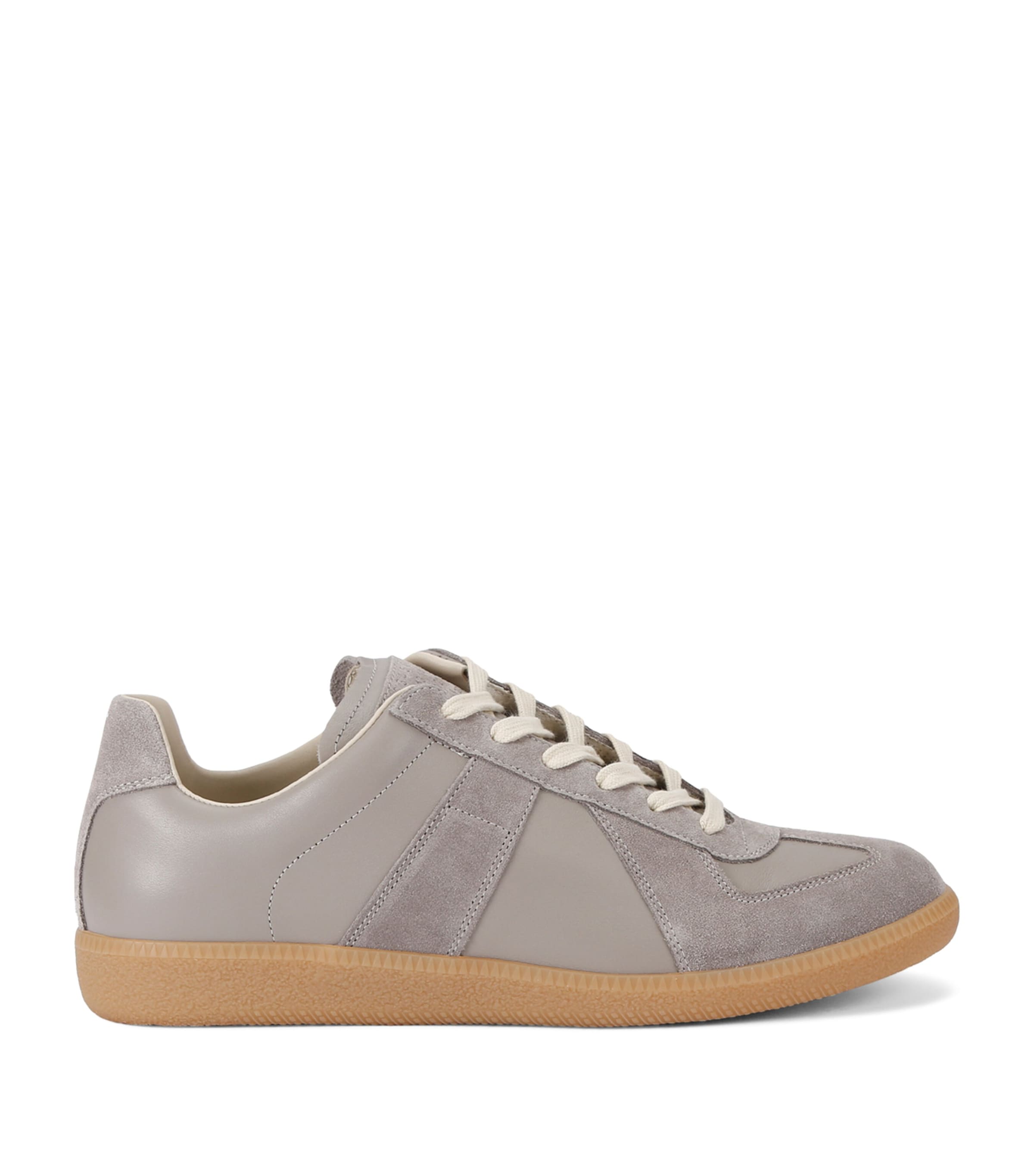 Shop Maison Margiela Leather-suede Replica Sneakers In Brown