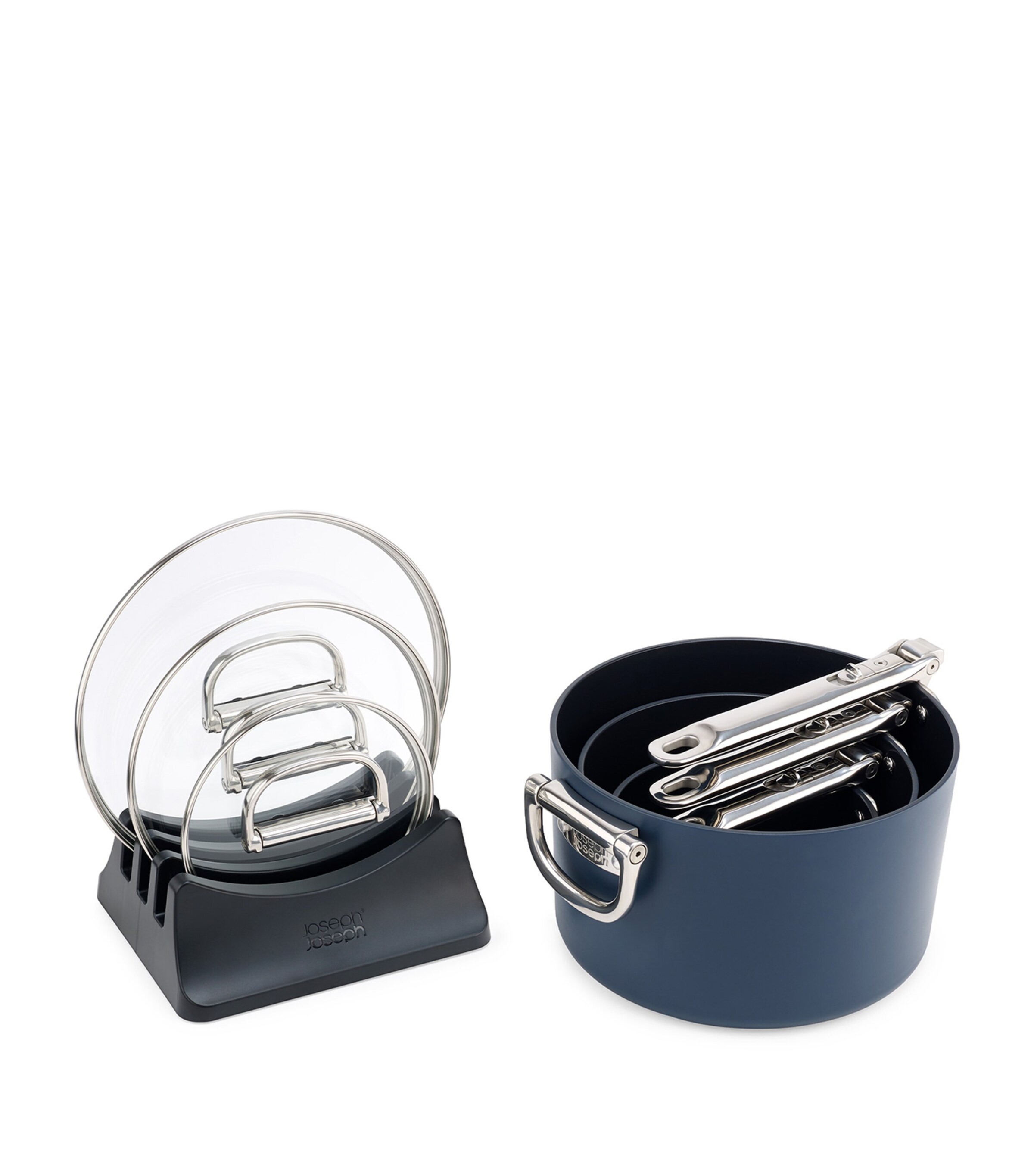 Set of 3 Space Non-Stick Saucepans MIDNIGHT BLUE Image 5