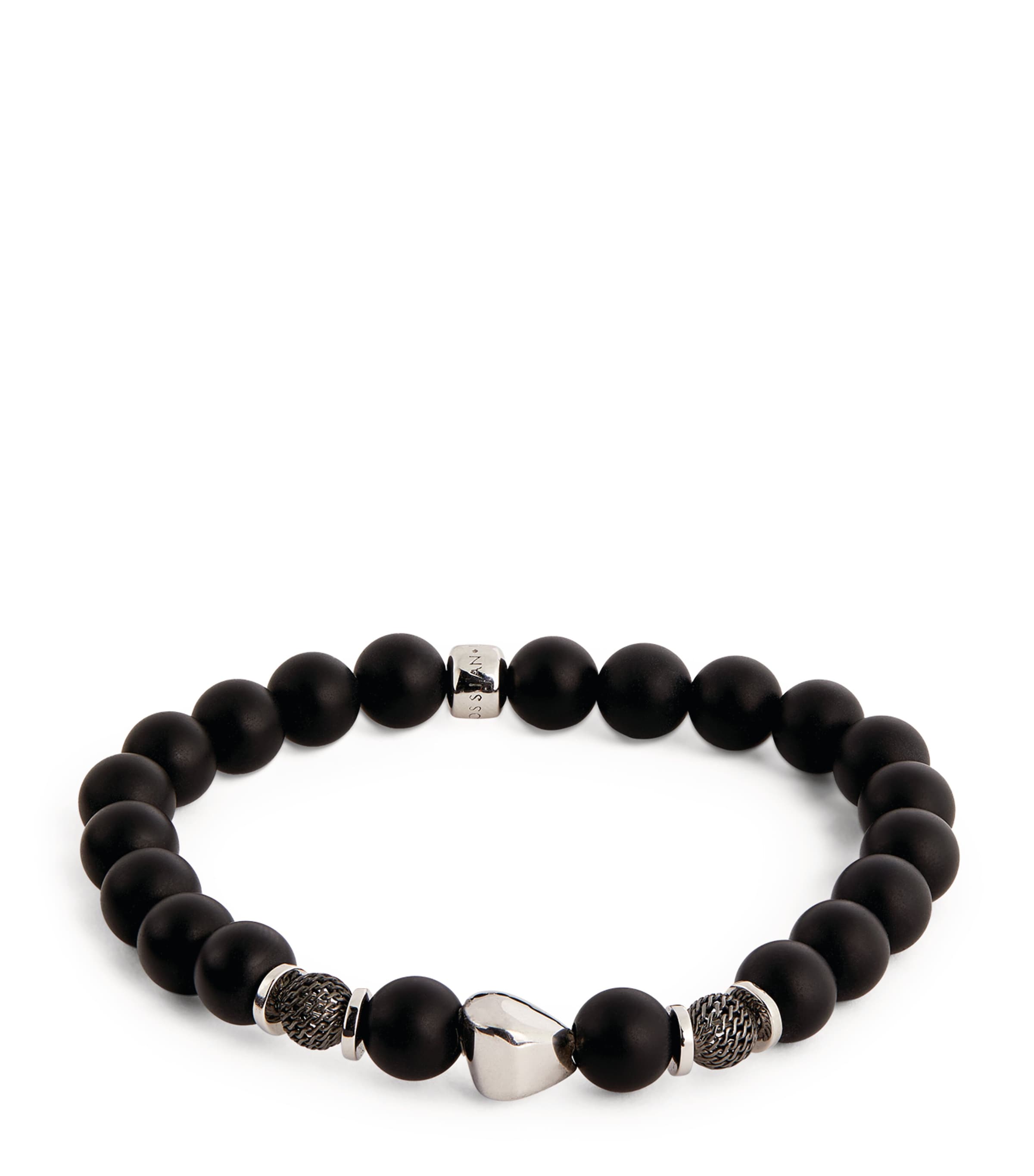 Tateossian Sterling Silver Beaded Bracelet In Black