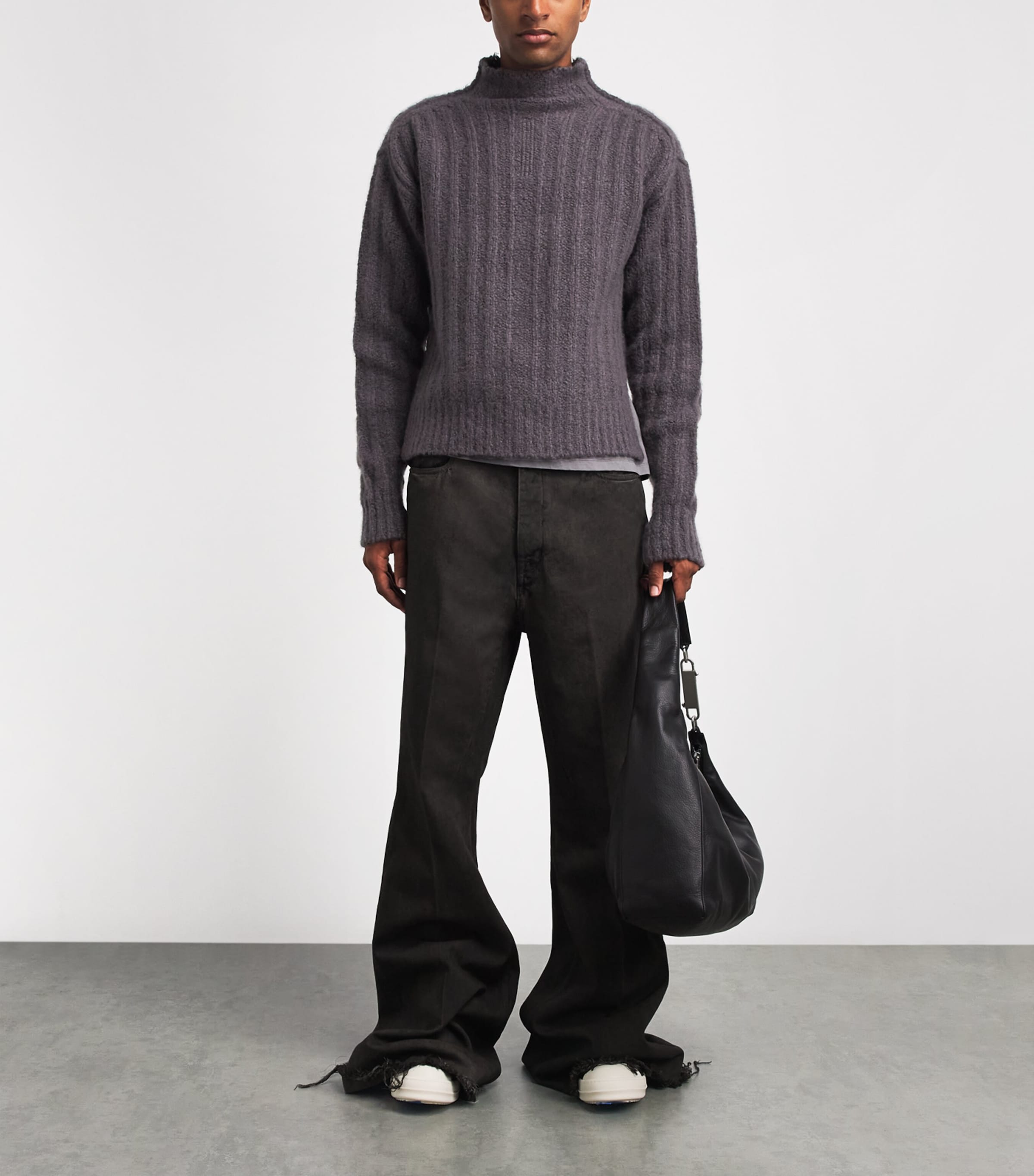 Rick Owens Mens Cashmere-Silk Funnel-Neck Sweater Drkdust Image 2