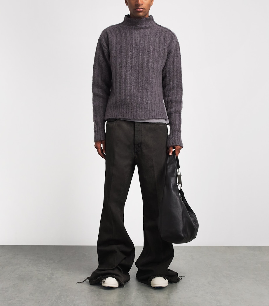 Rick Owens Mens Cashmere-Silk Funnel-Neck Sweater Drkdust Image 2