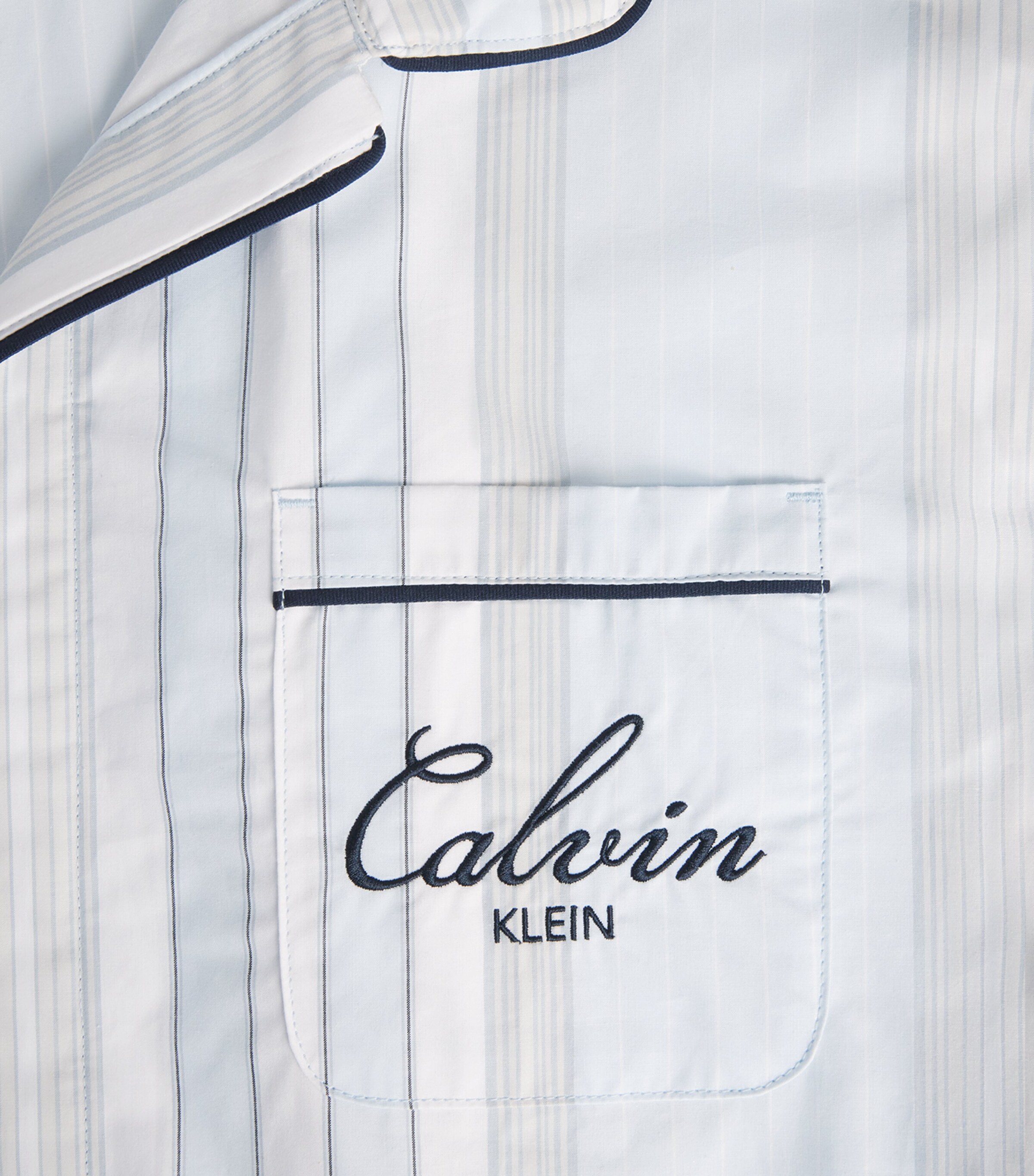 Calvin Klein Mens Cotton Poplin Stripe Pyjama Top Crest Stripe Ic Image 6