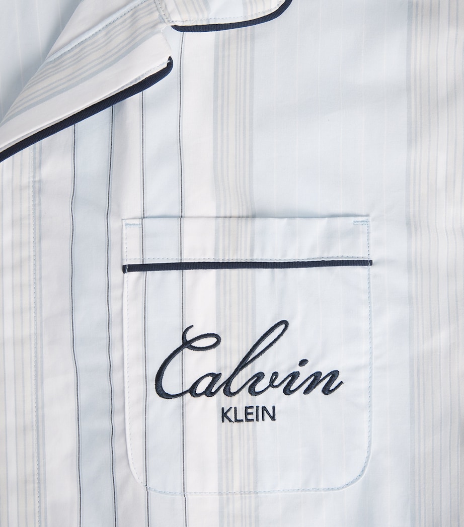 Calvin Klein Mens Cotton Poplin Stripe Pyjama Top Crest Stripe Ic Image 6