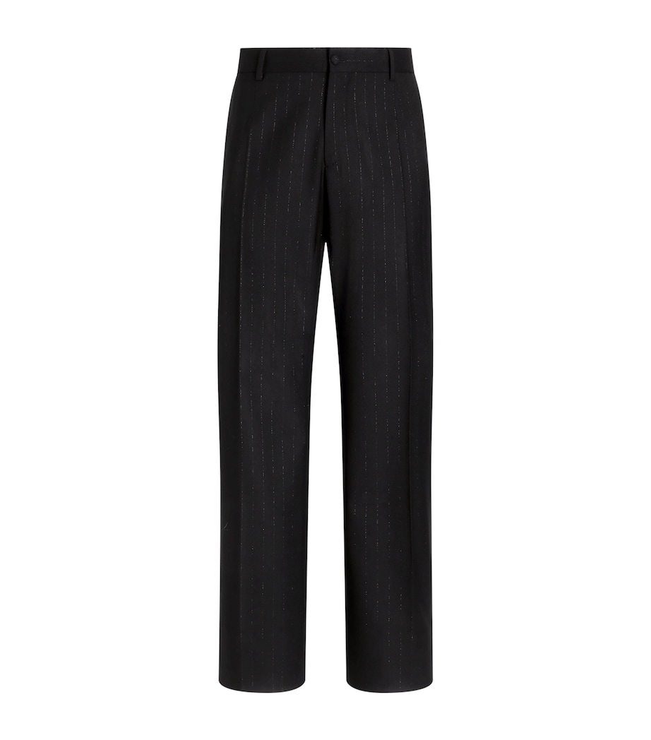 Dolce&Gabbana Mens Virgin Wool-Blend Pinstripe Tailored Trousers Striped Image 1