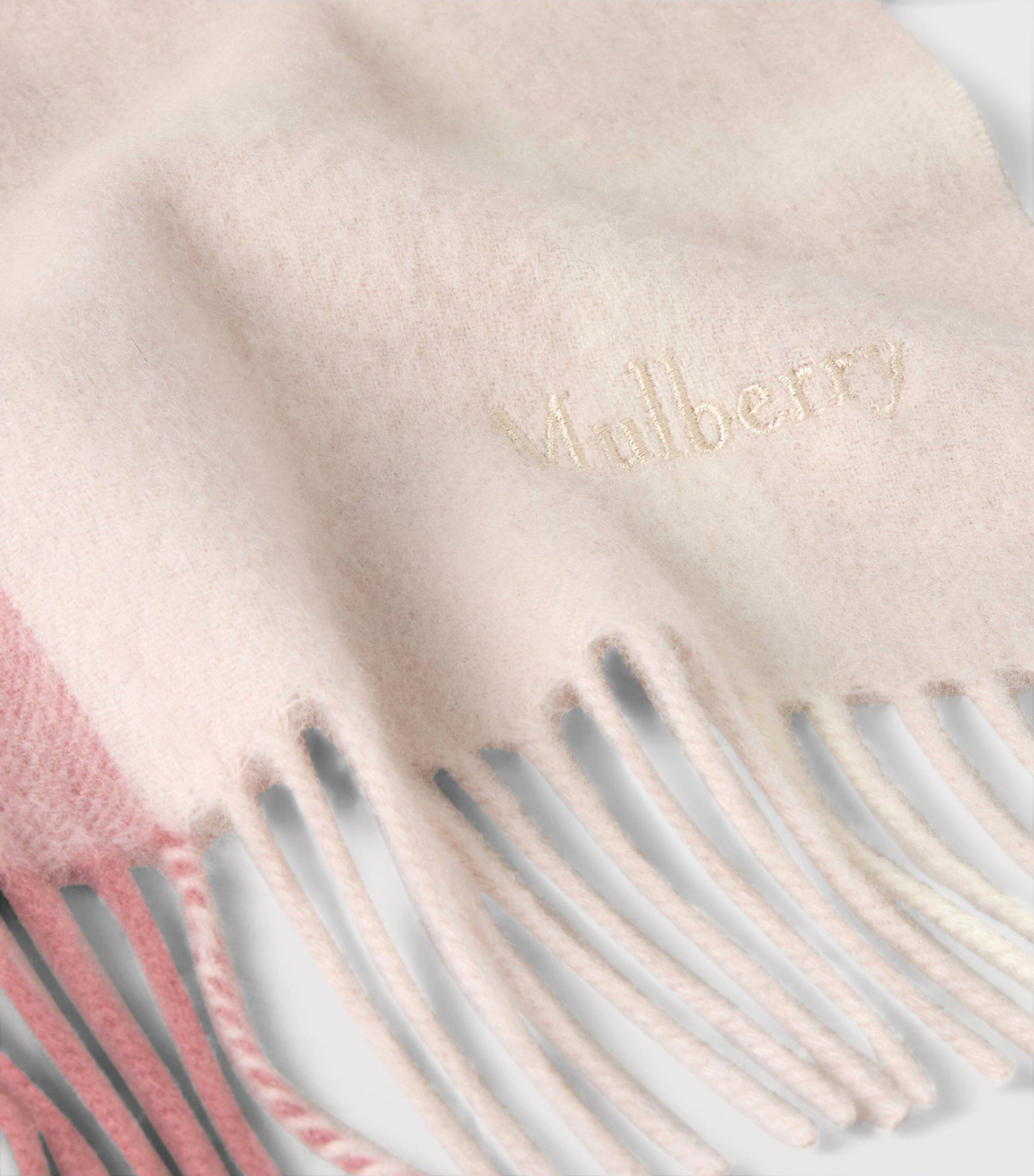 Mulberry Small Merino Check Scarf Pink Scrumpy Crumpet Image 3