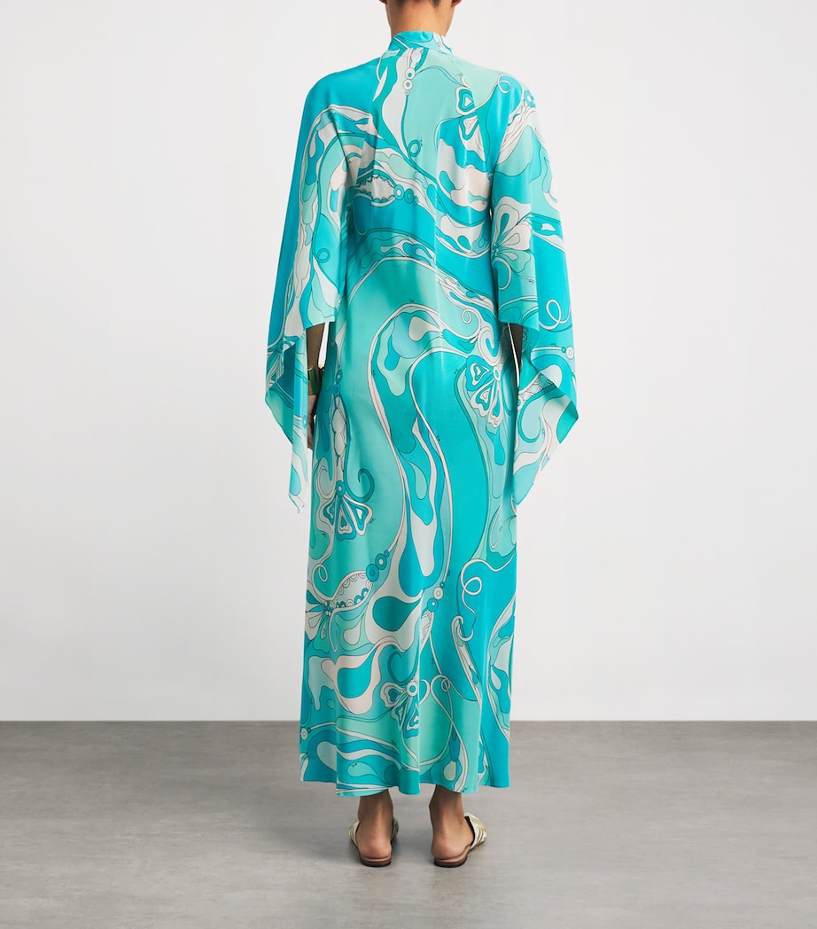 Silk Orchidee Print Kaftan 019/TURQUOISE Image 3