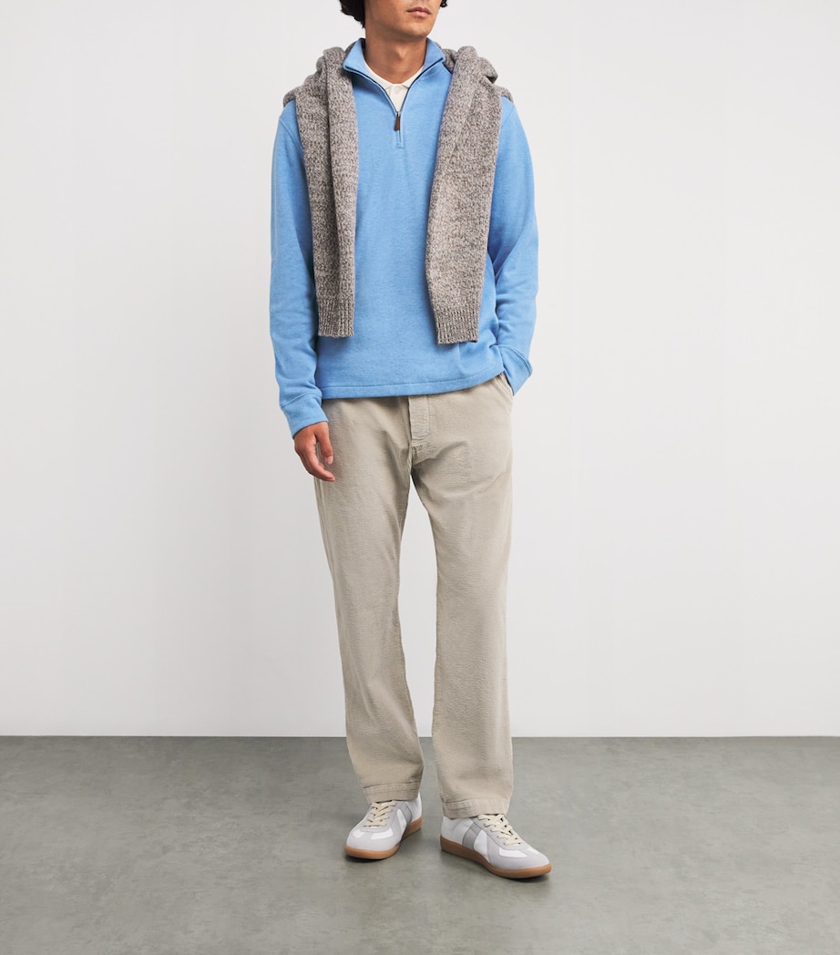 Cotton Quarter-Zip Sweater BLUE Image 2