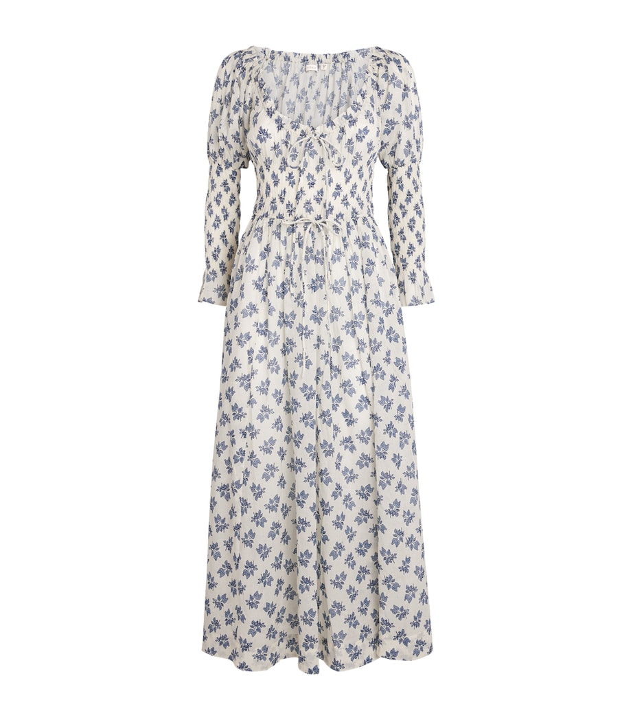 Cotton Floral Kaira Midi Dress CREME POMEGRA BLOOM Image 1