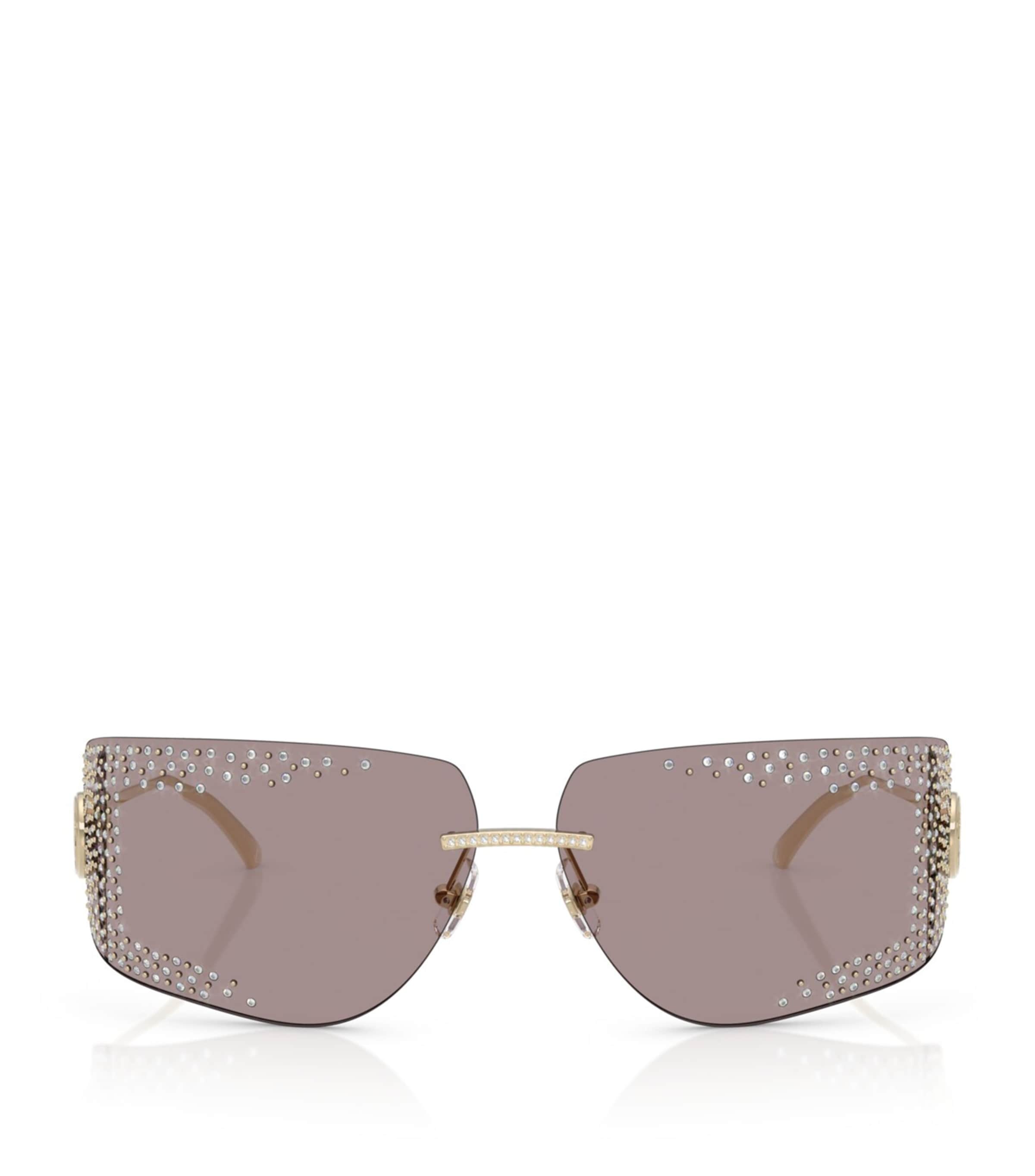 Jimmy Choo Embellished Wire-frame Sunglasses In Gold