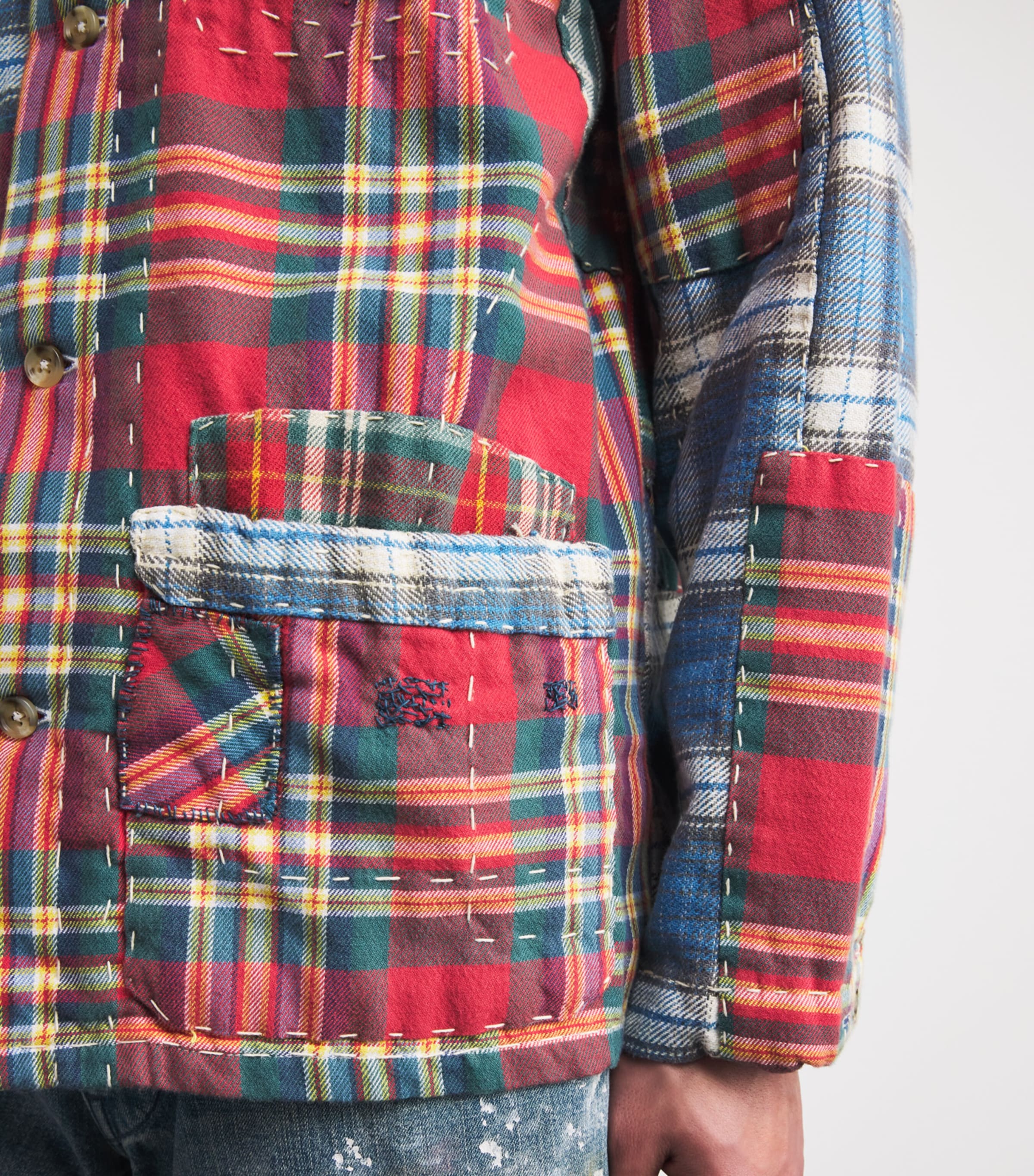 Cotton Flannel Patchwork Overshirt MULTI Image 6