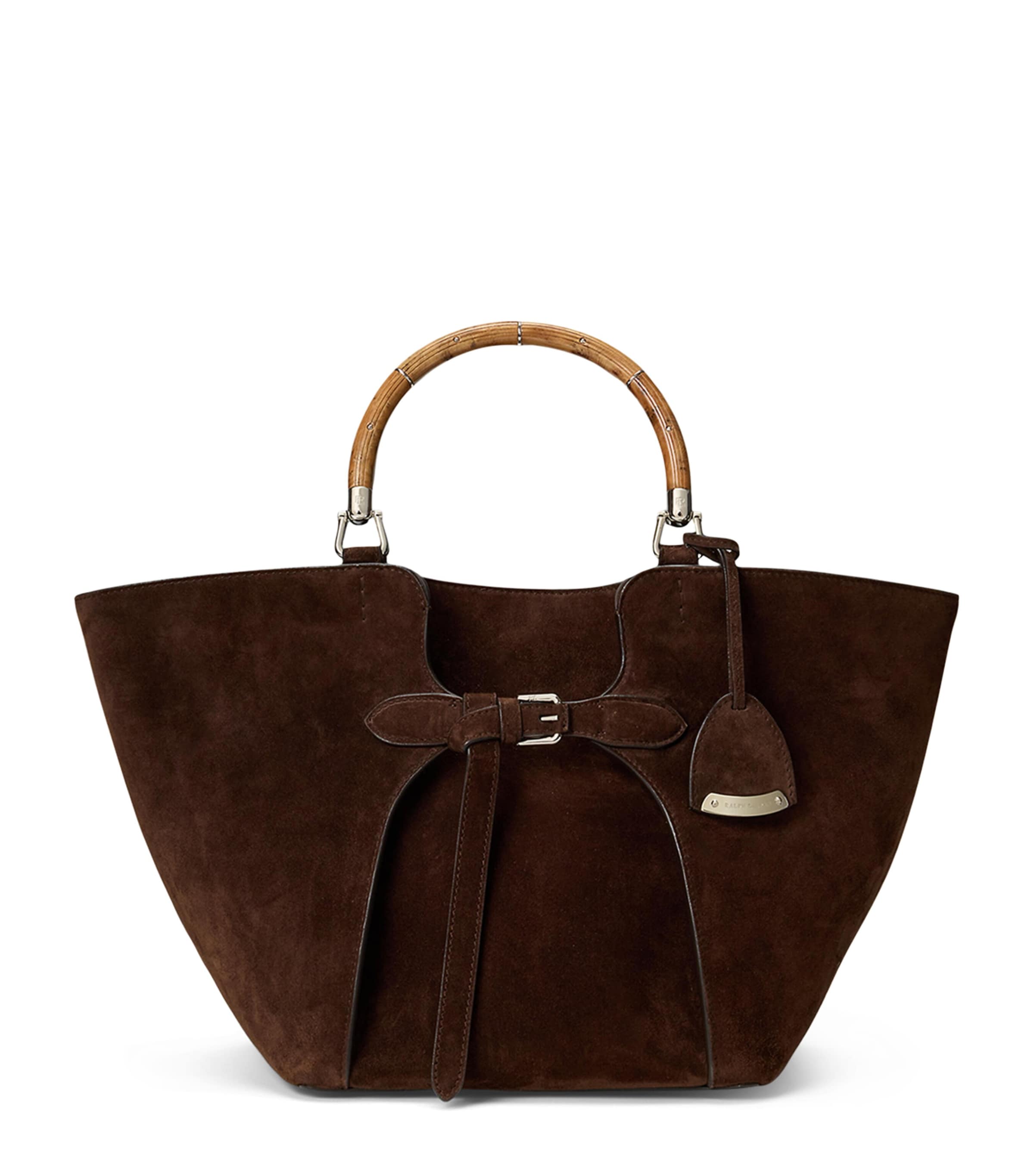 Ralph Lauren Medium Suede Tote Bag In Brown
