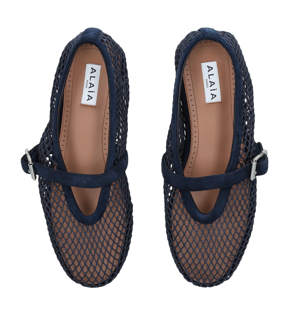 Alaïa Suede Mesh Ballet Flats Blue/dark Image 3