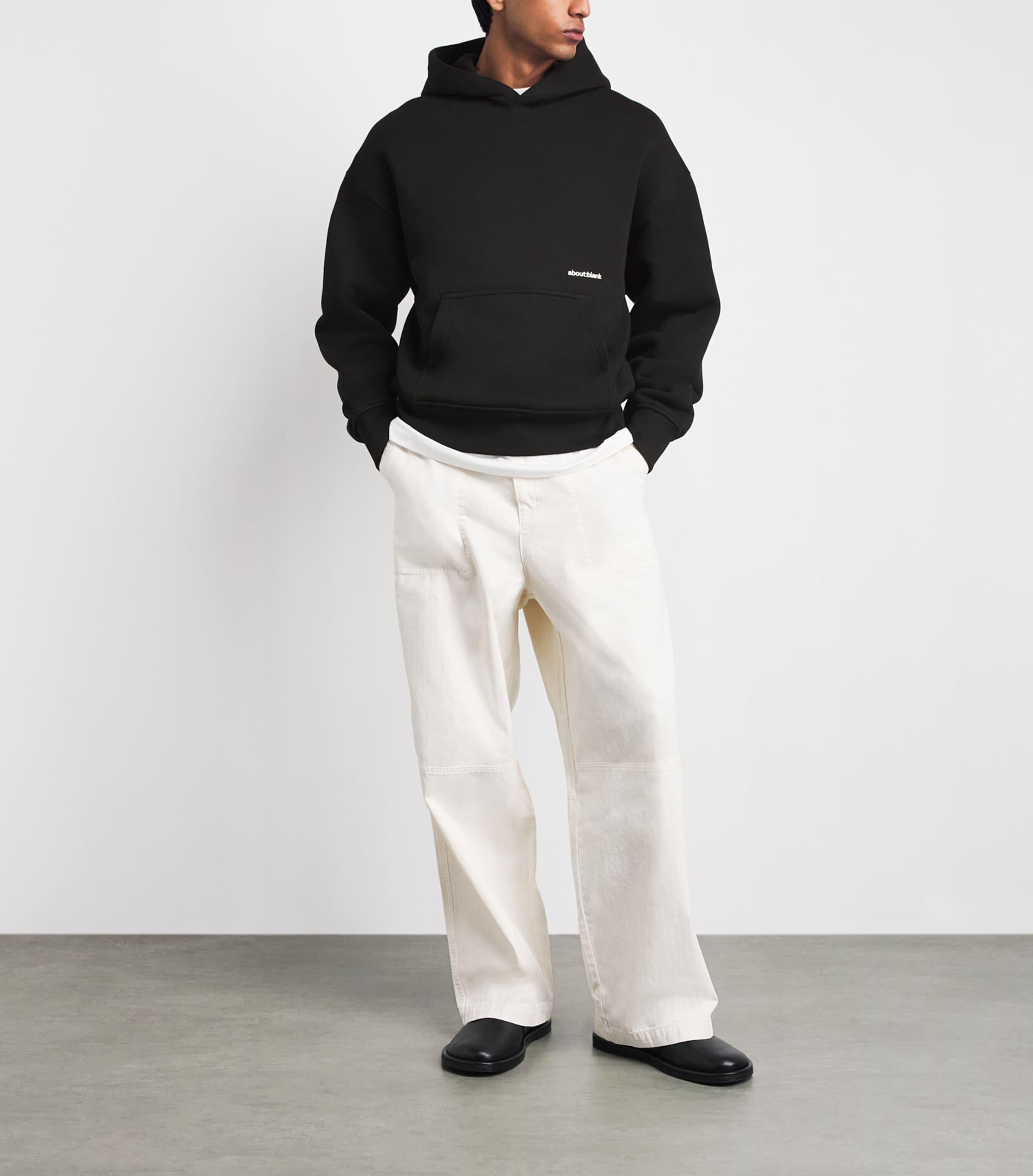 about:blank Mens Cotton Logo Hoodie Black Image 2