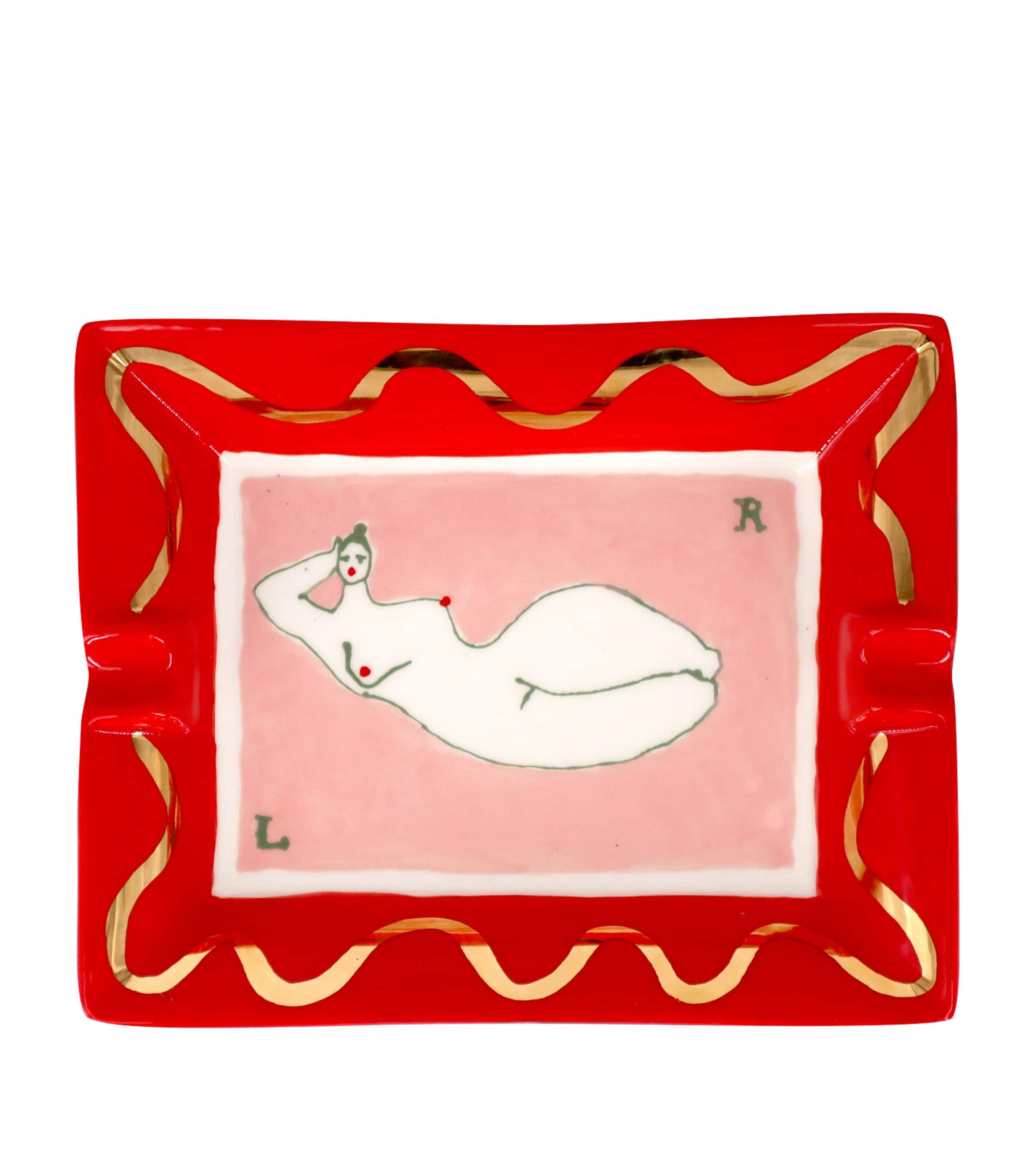 LAETITIA ROUGET Sleeping Muse Plate (18.5cm) Multi / Red & Gold Image 1