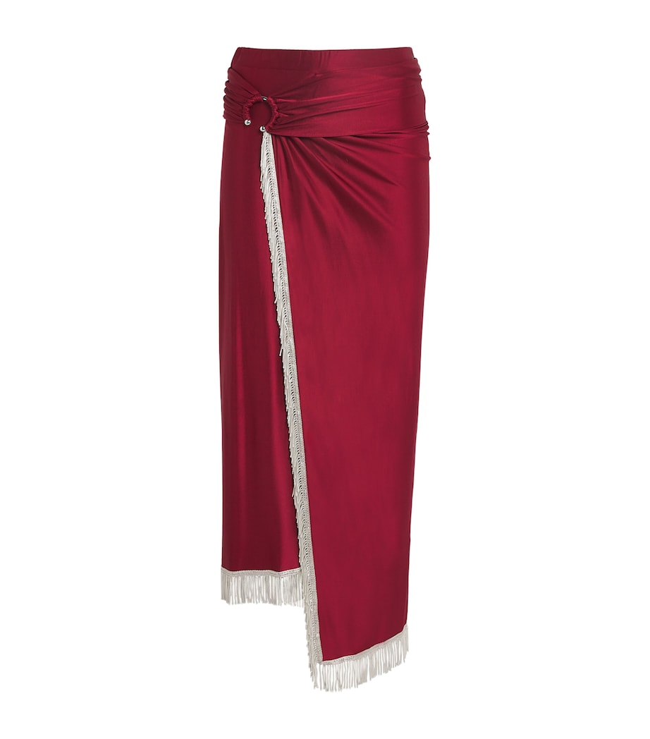 Tasselled Midi Skirt P613 RUBY RED Image 1