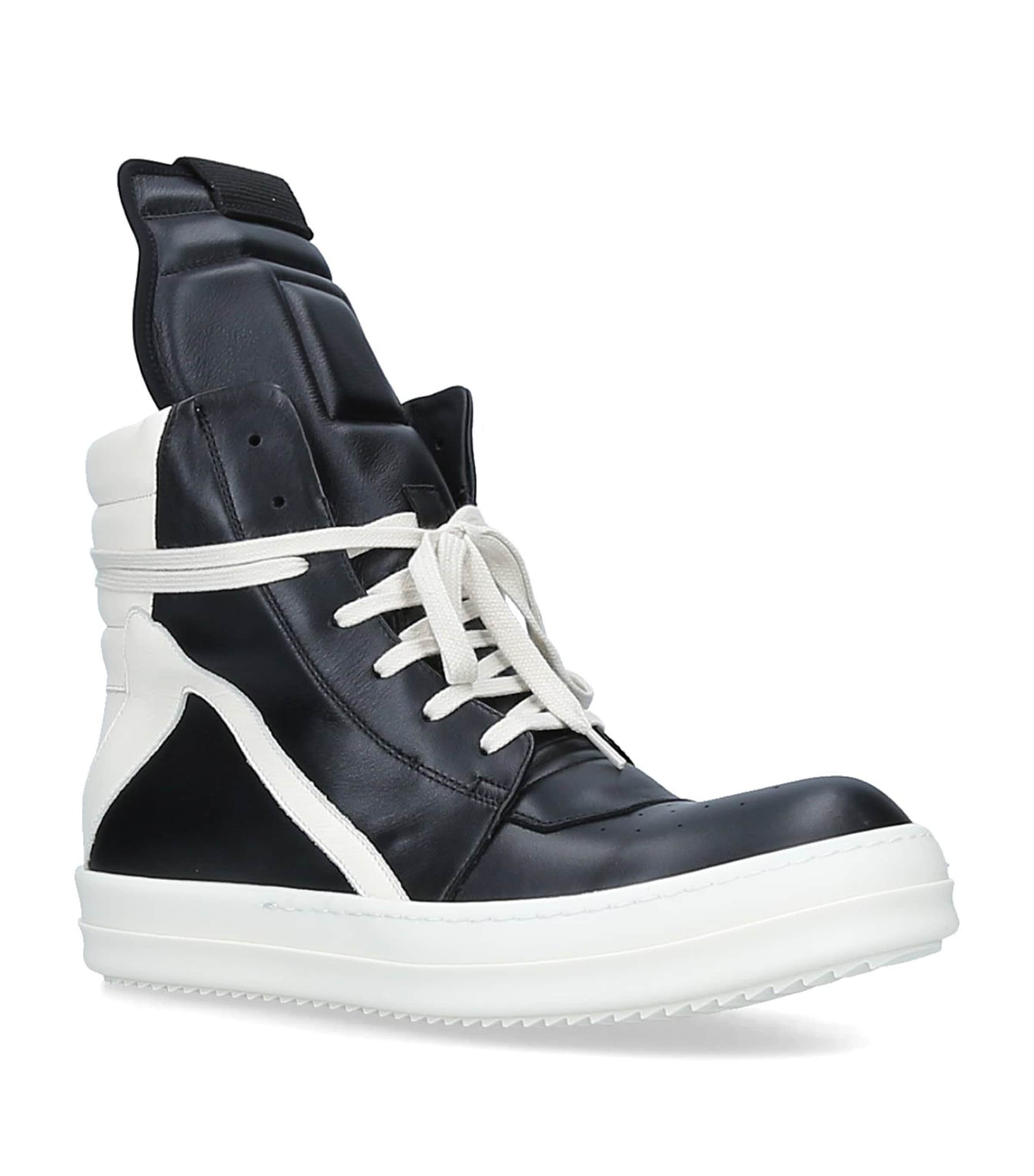 Leather Geobasket High-Top Sneakers BLK/WHITE Image 1