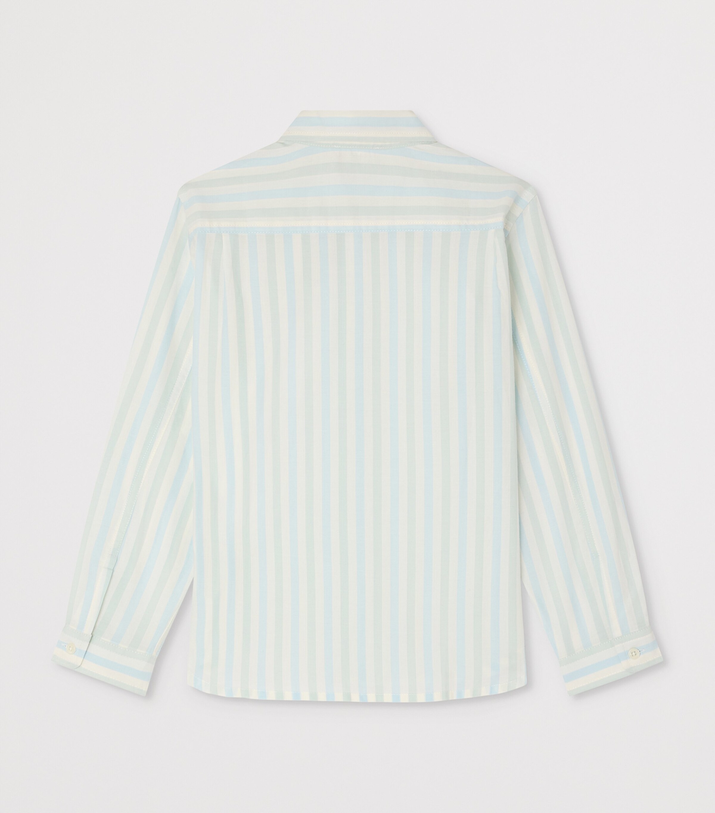 Bonpoint Cotton Stripe Shirt (10-14 Years) Ra Bleu Aqua Image 2