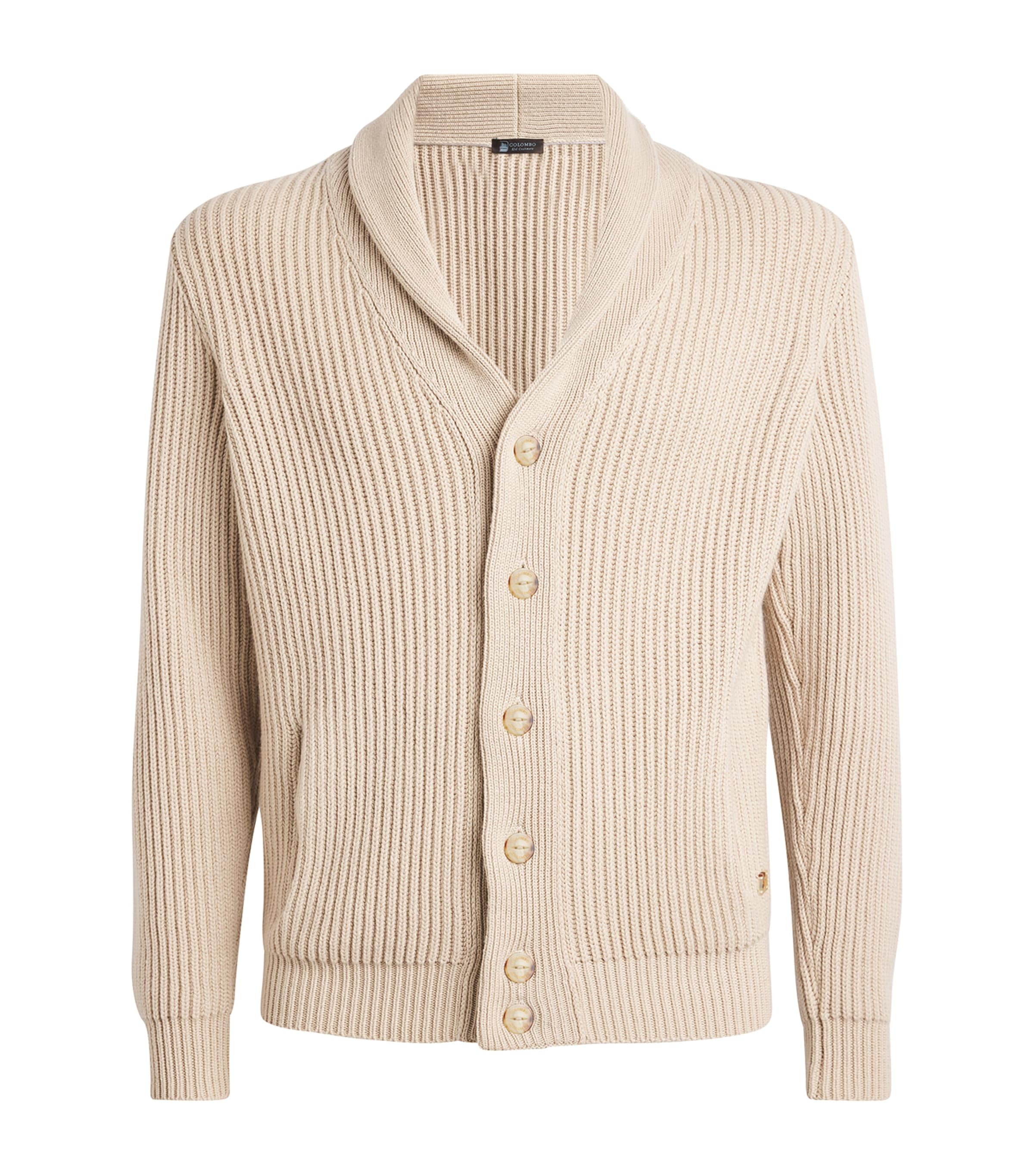 Colombo Cashmere Rib-knit Cardigan In Beige